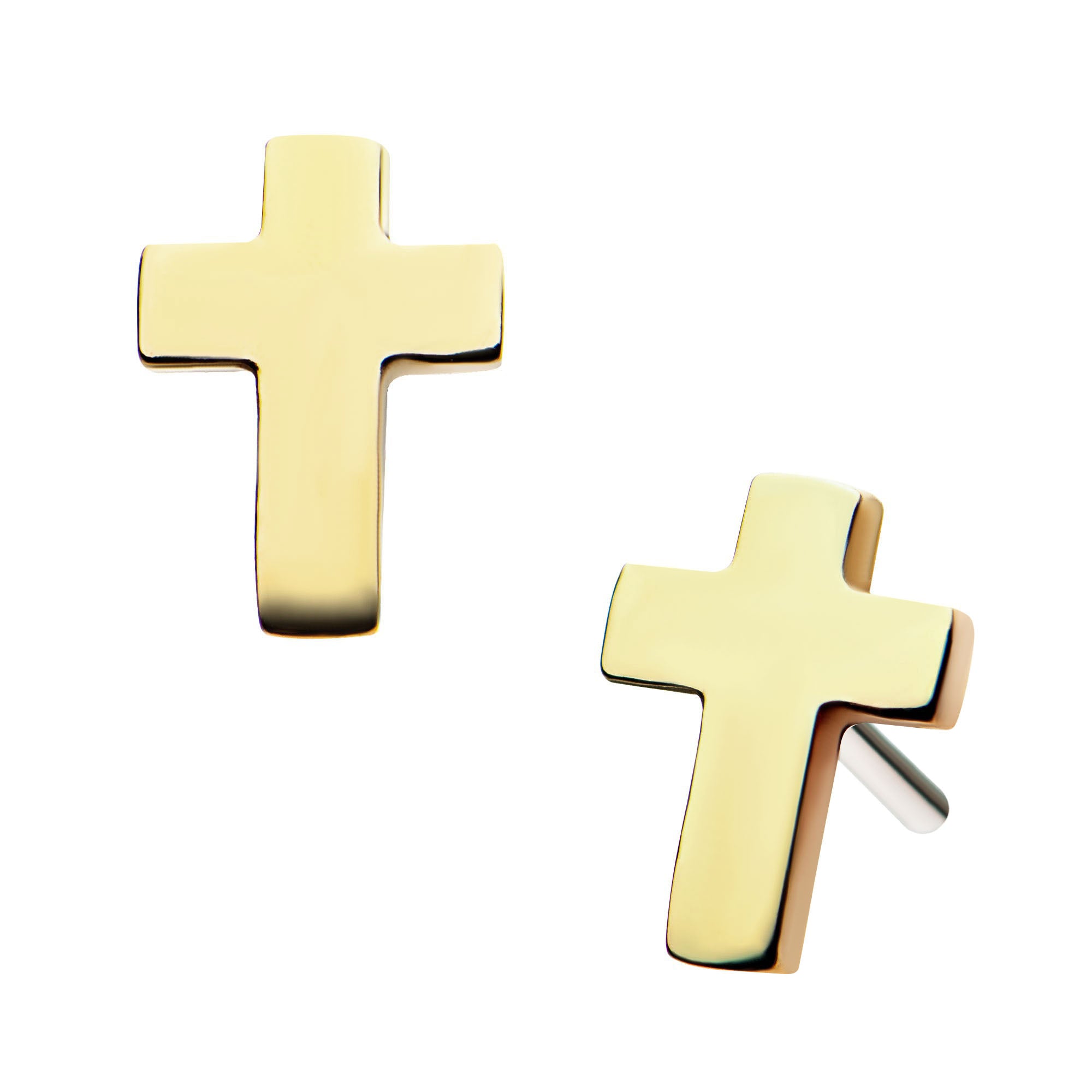 14kt Yellow Gold Threadless Flat Cross Top