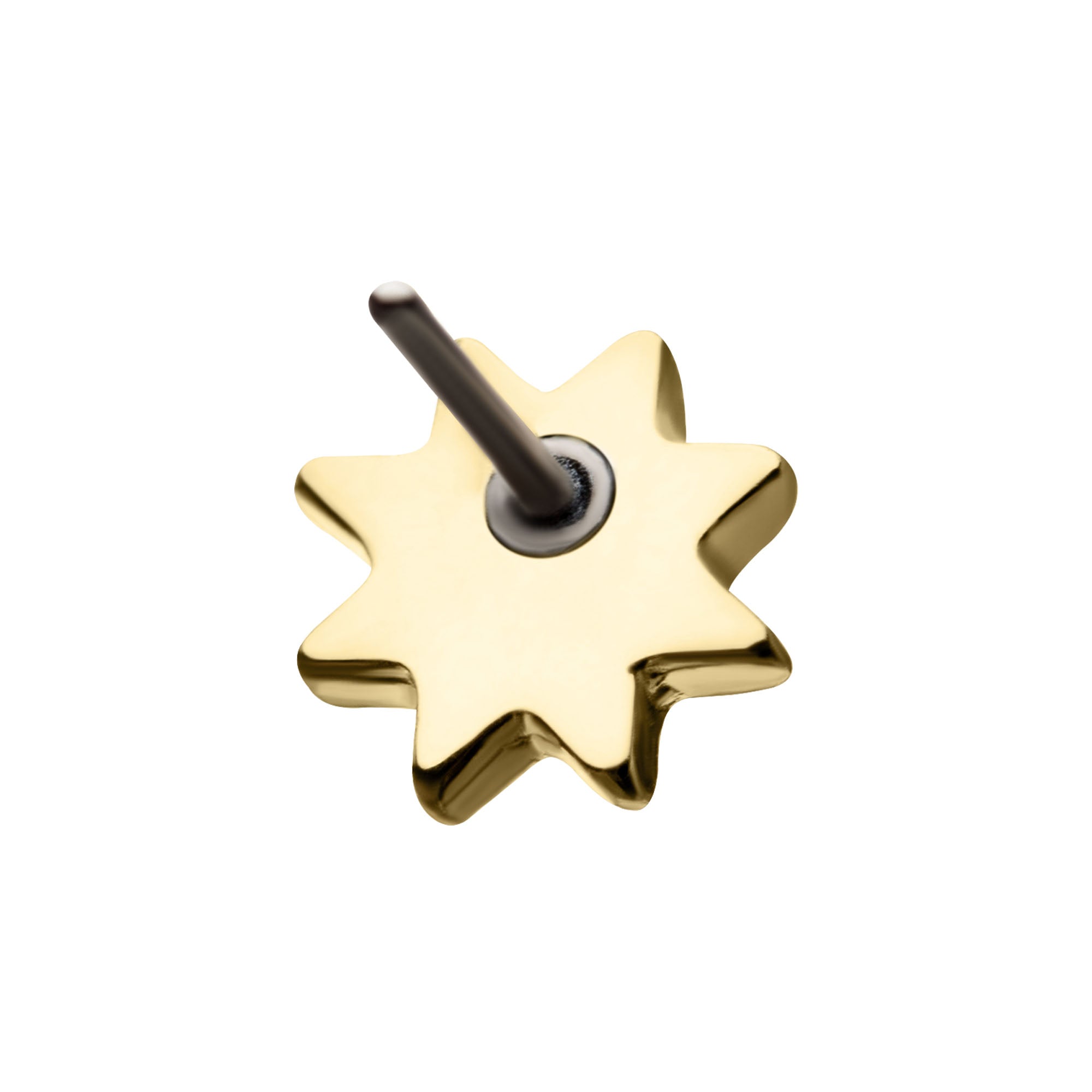 14kt Gold Threadless Round Clear CZ Sun Top White Gold