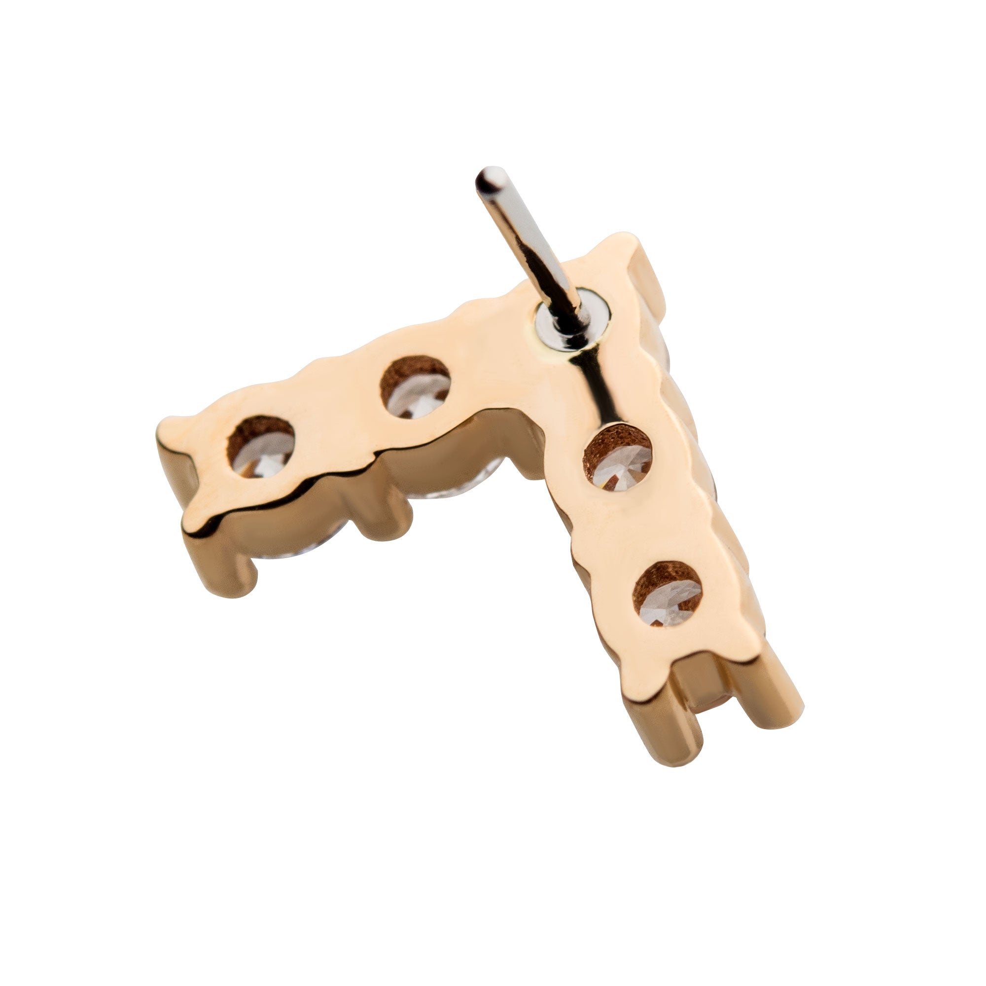 14kt Yellow Gold Threadless Prong Round Clear CZ Triangle Top