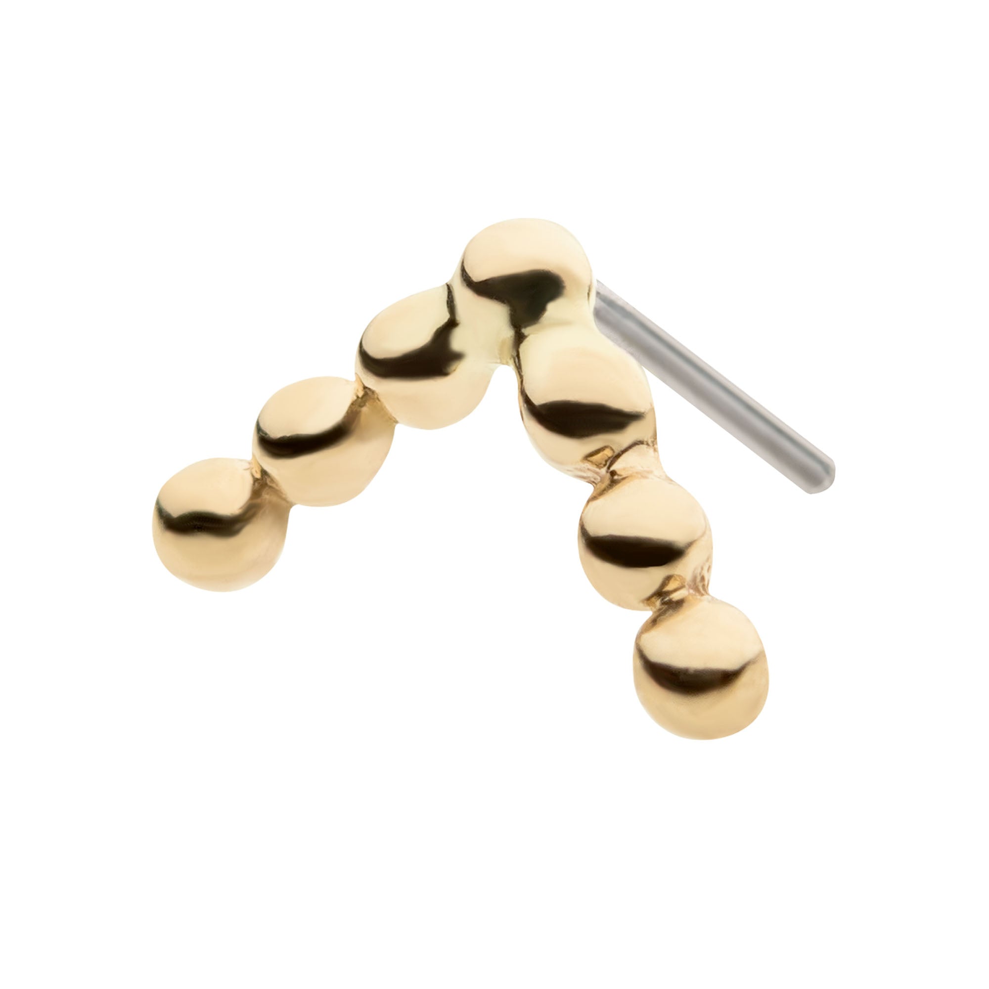 14kt Yellow Gold Threadless 7pcs Beads Triangle Top