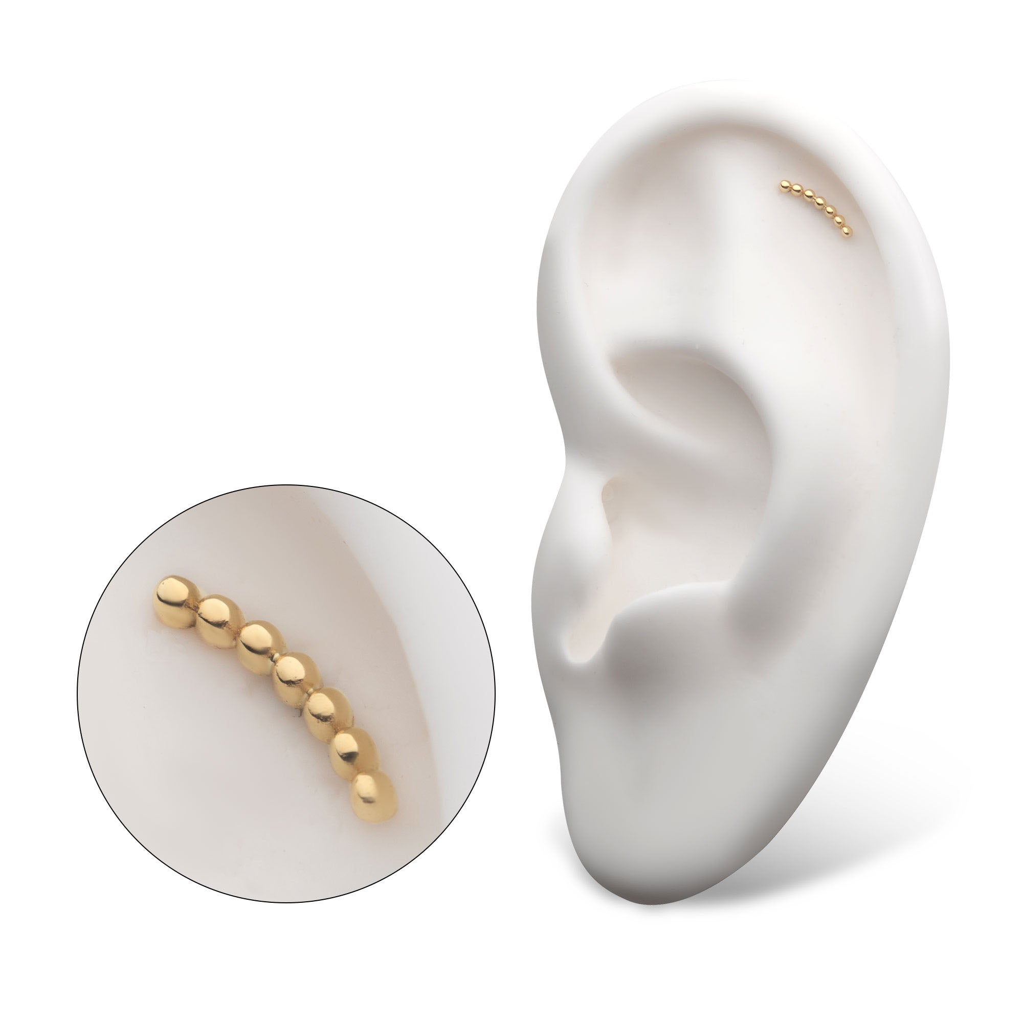 14kt Yellow Gold Threadless Beaded Cluster Top