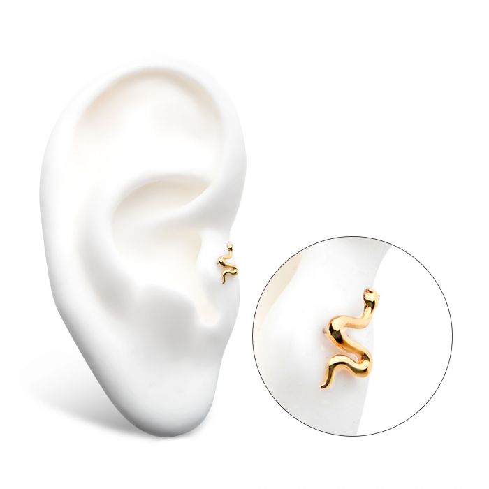 14kt Gold Threadless Snake Top