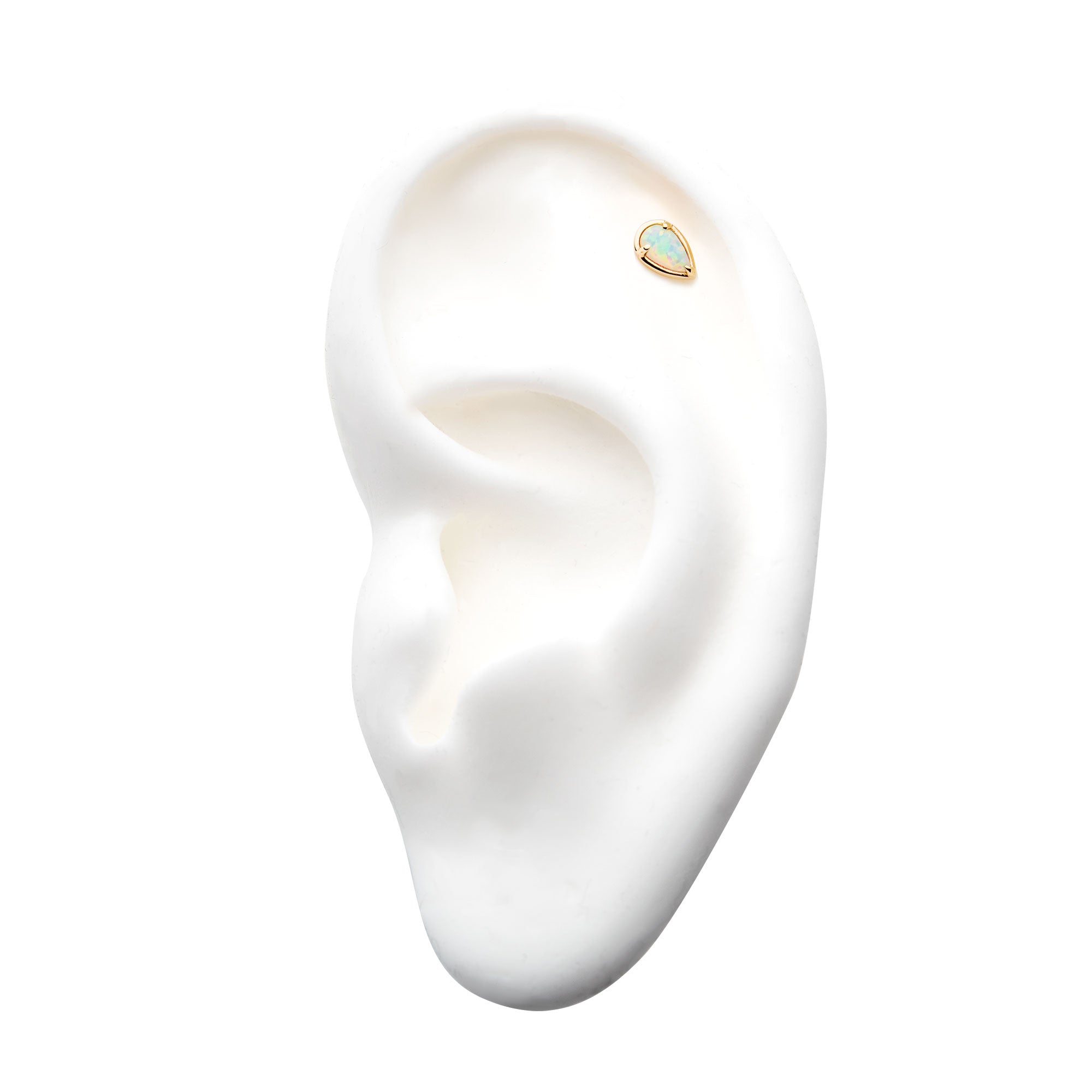 14kt Gold Threadless Prong Set Teardrop Opal Top