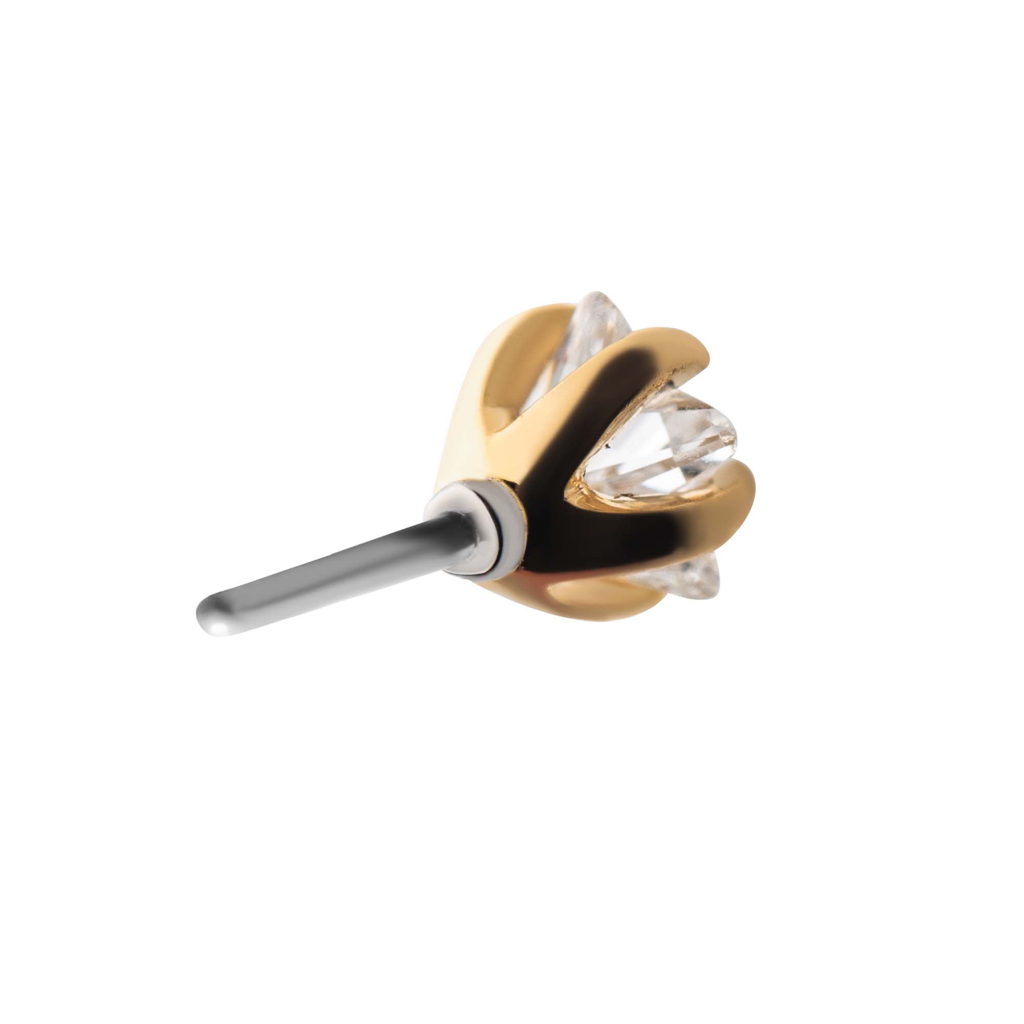 14kt Yellow Gold Threadless 5-Prong Set Clear CZ Star Top