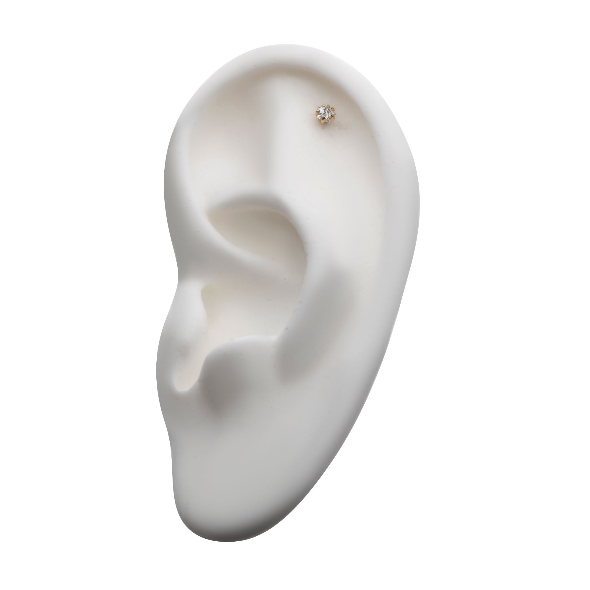 14kt Yellow Gold Threadless 5-Prong Set Clear CZ Star Top