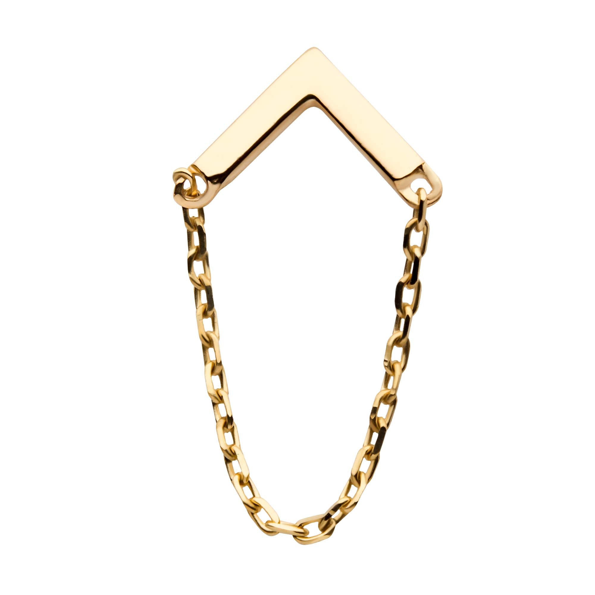 14Kt Yellow Gold Threadless Arrow Top with Dangling Chain
