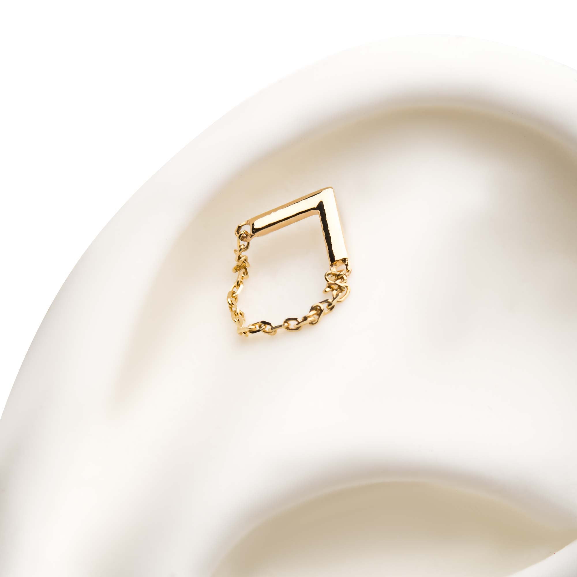 14Kt Yellow Gold Threadless Arrow Top with Dangling Chain