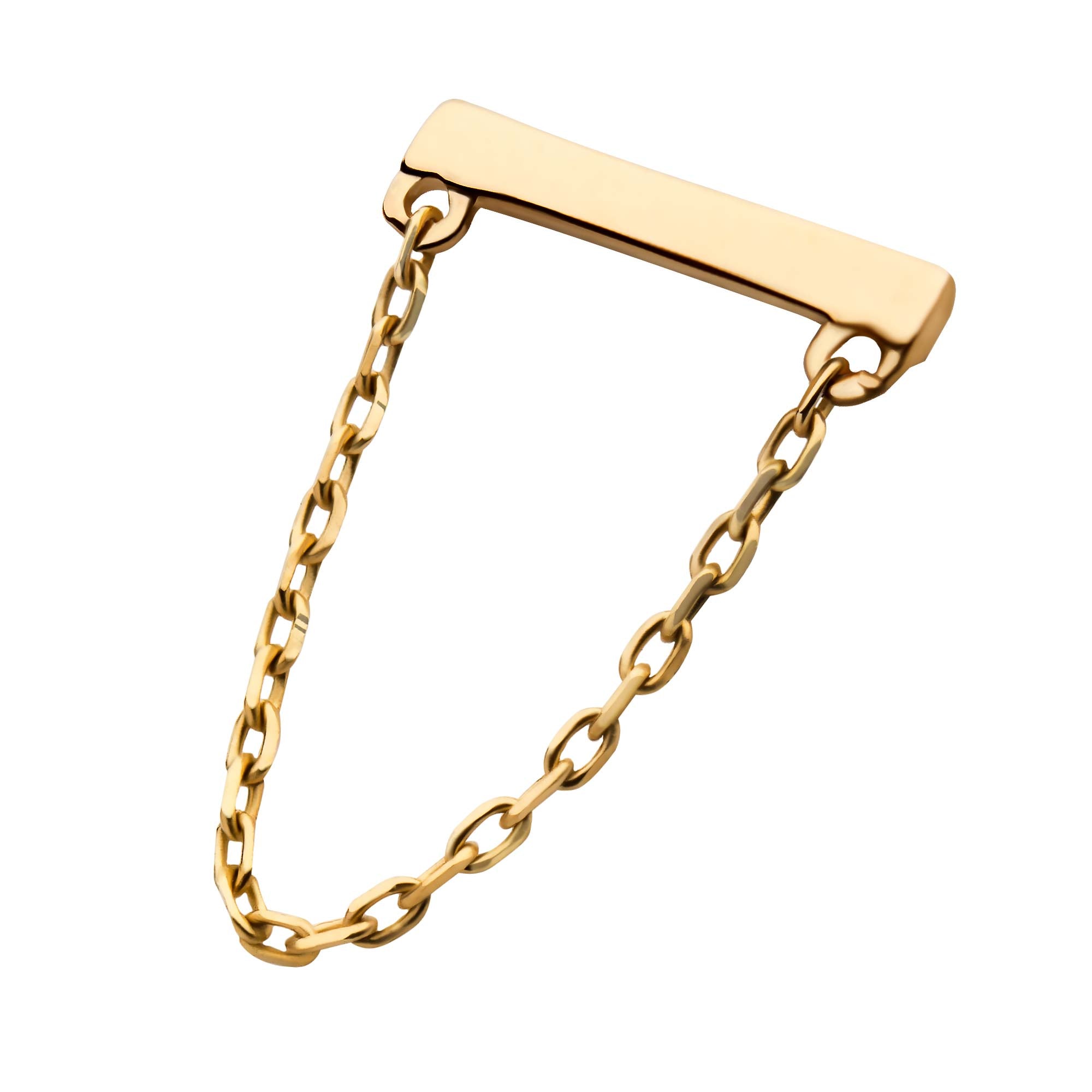 14kt Yellow Gold Threadless Bar Top Dangling Chain