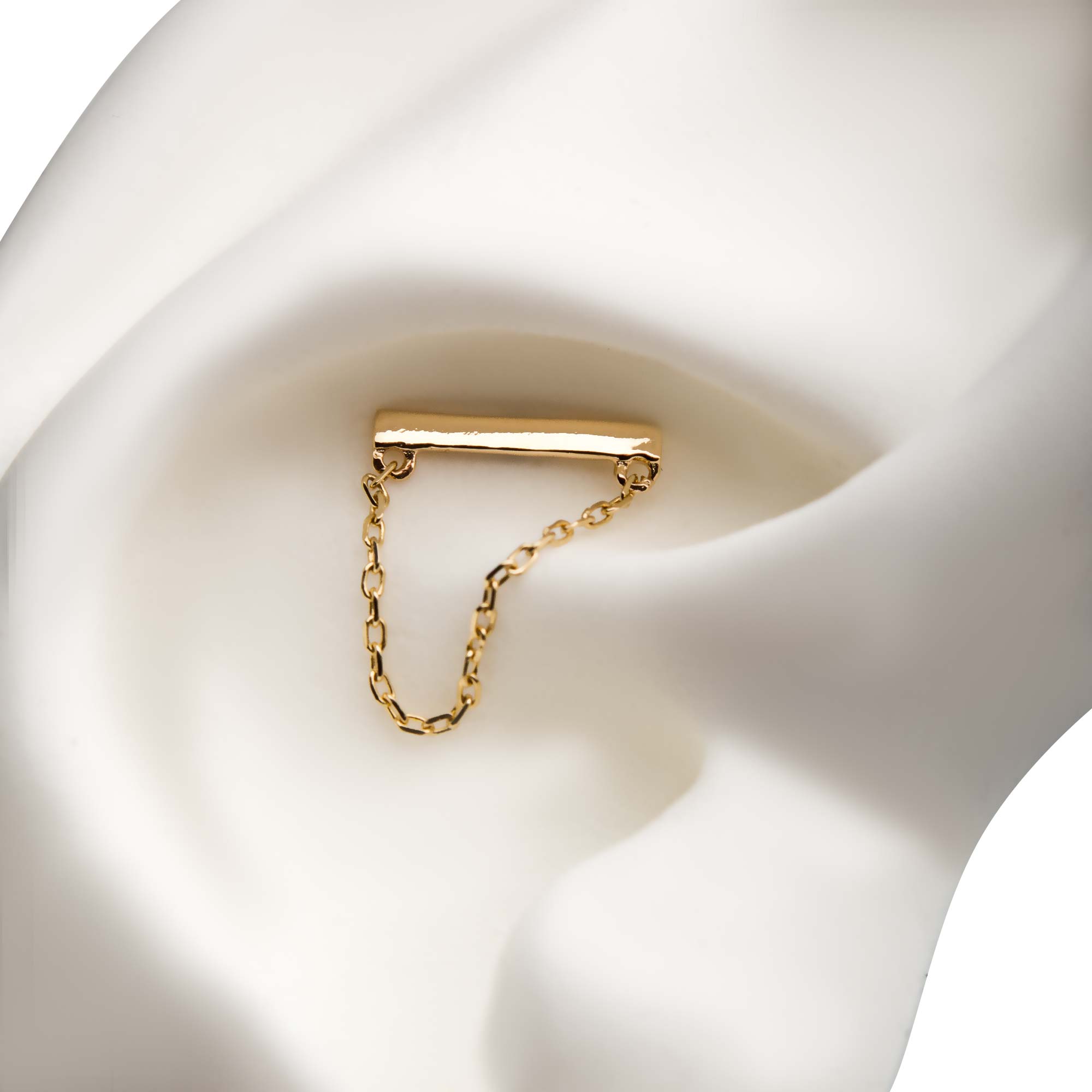 14kt Yellow Gold Threadless Bar Top Dangling Chain