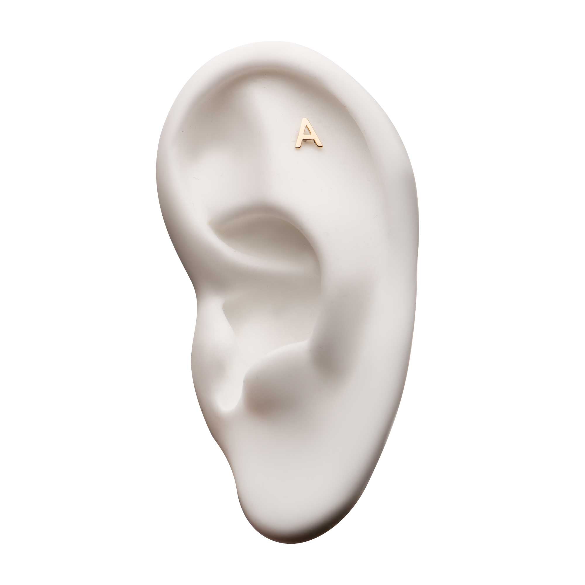 14kt Yellow Gold Threadless Letter Initial Tops