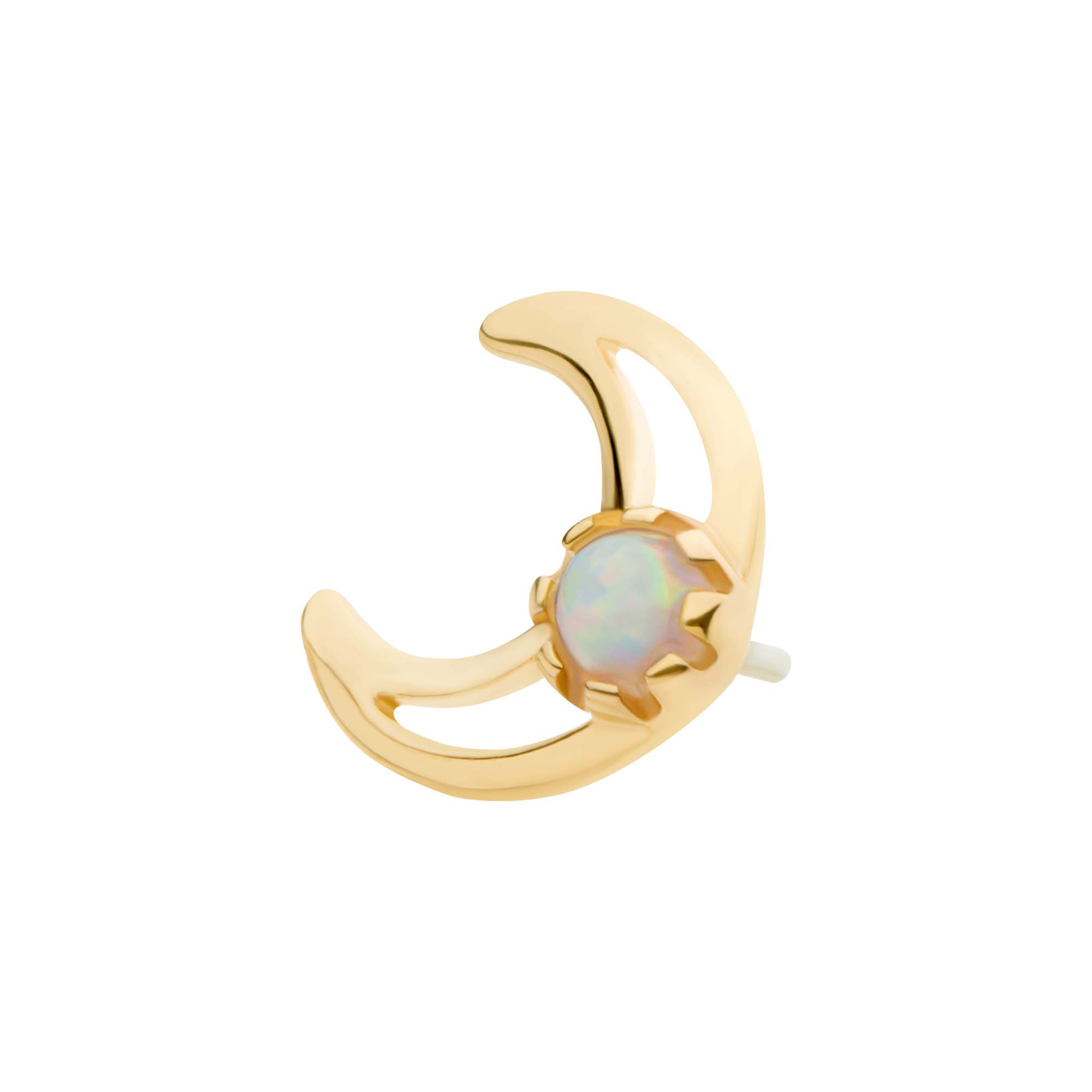 14kt Yellow Gold Threadless Opal Crescent Moon Top