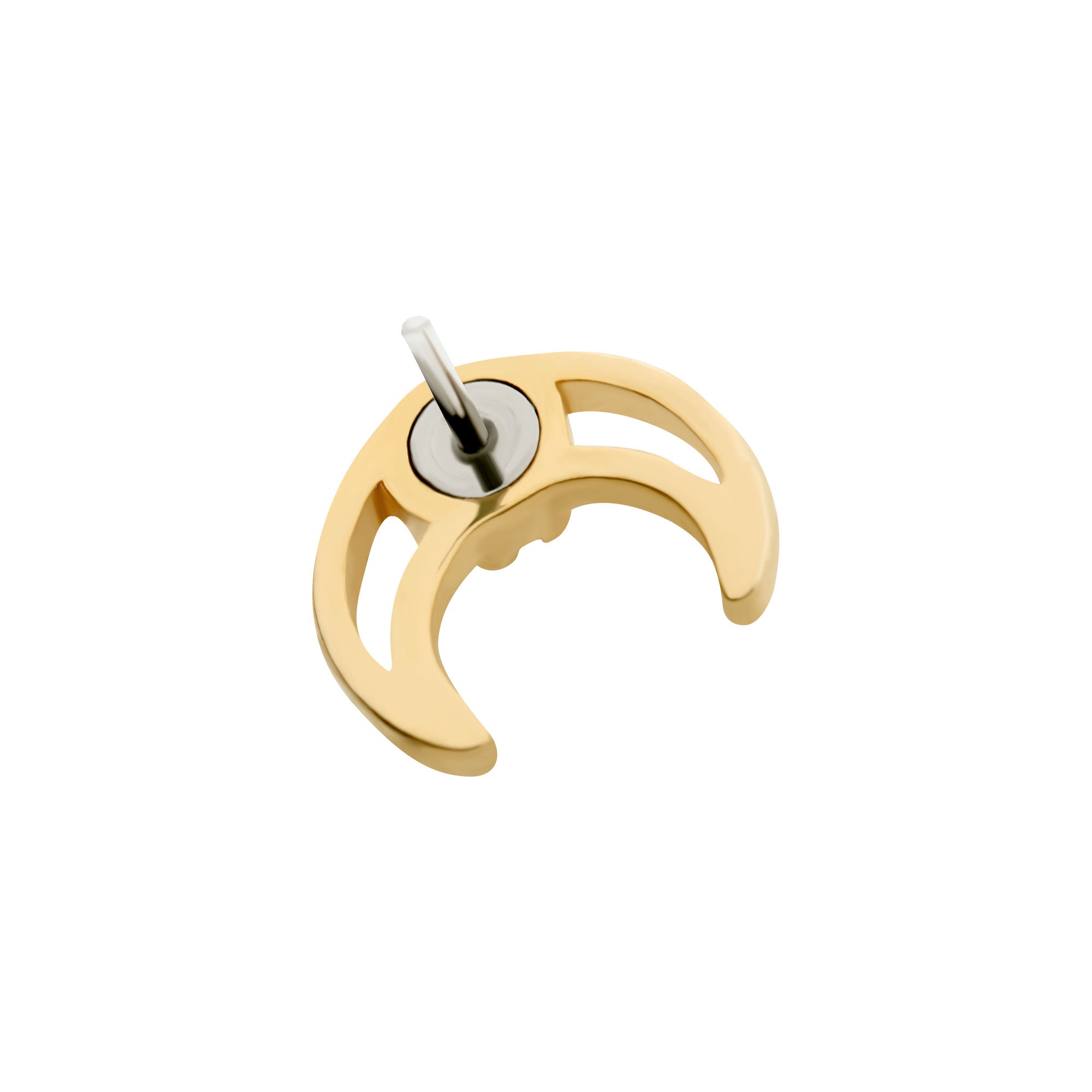 14kt Yellow Gold Threadless CZ/Opal Crescent Moon Top Clear