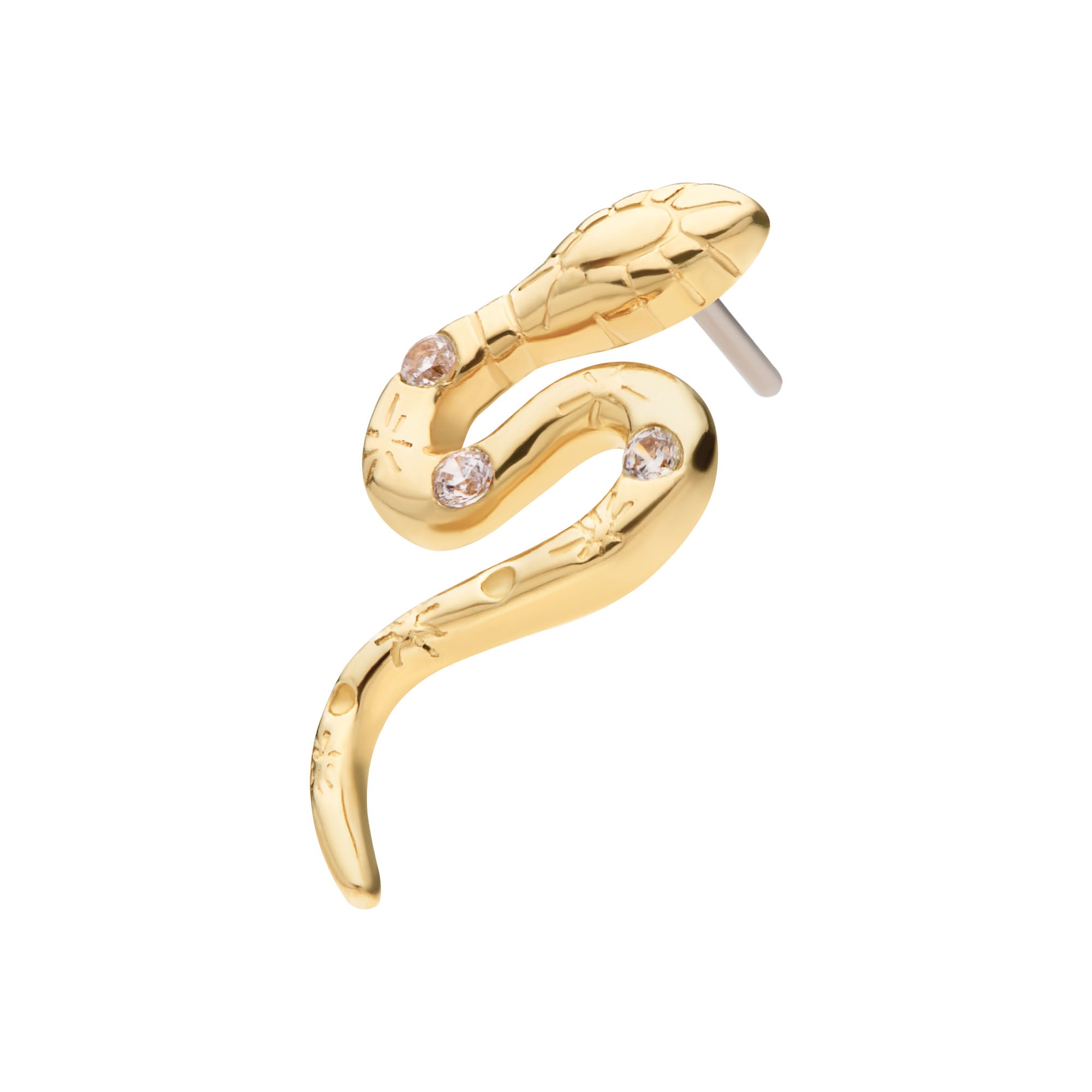 14kt Yellow Gold Threadless CZ Serpent Top