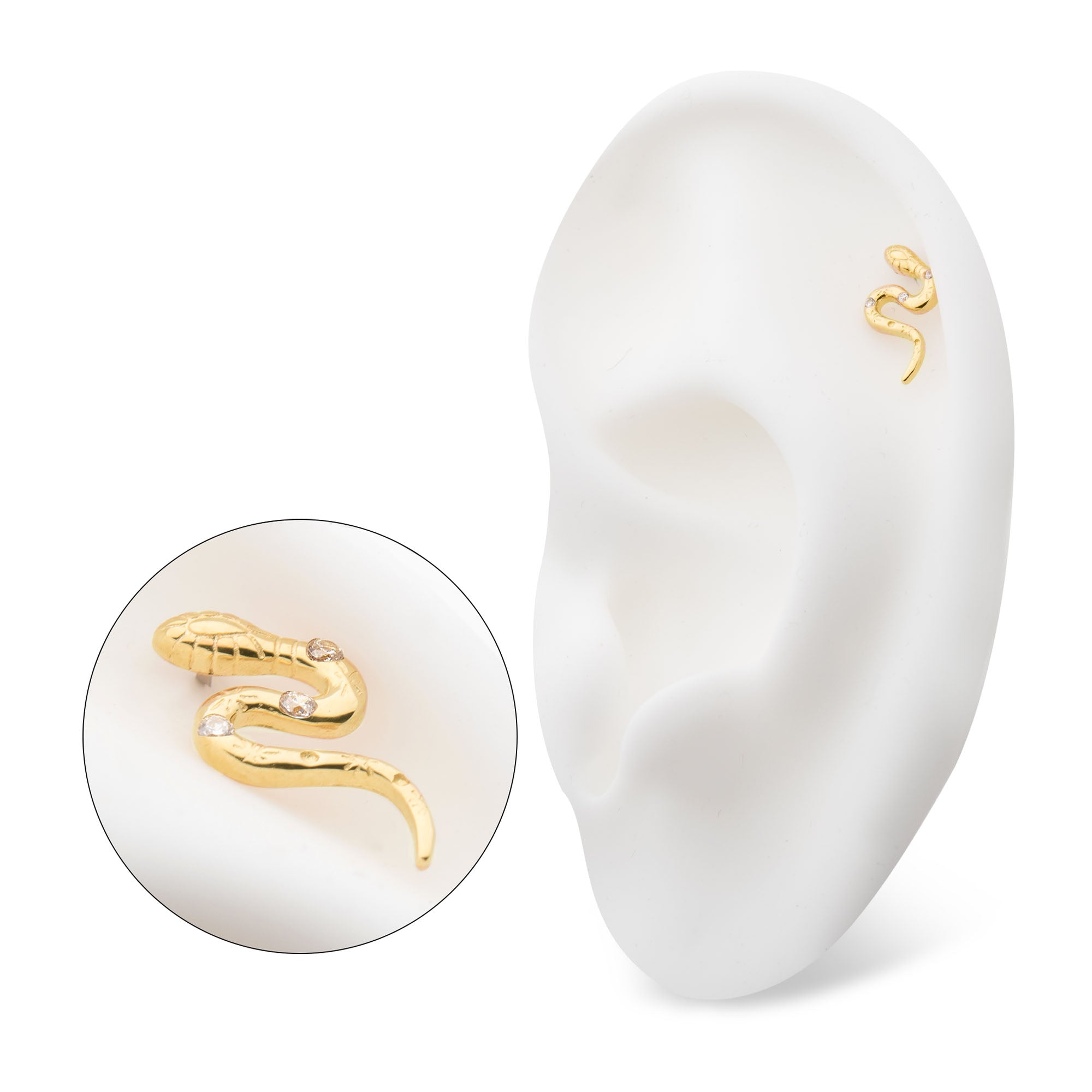 14kt Yellow Gold Threadless CZ Serpent Top