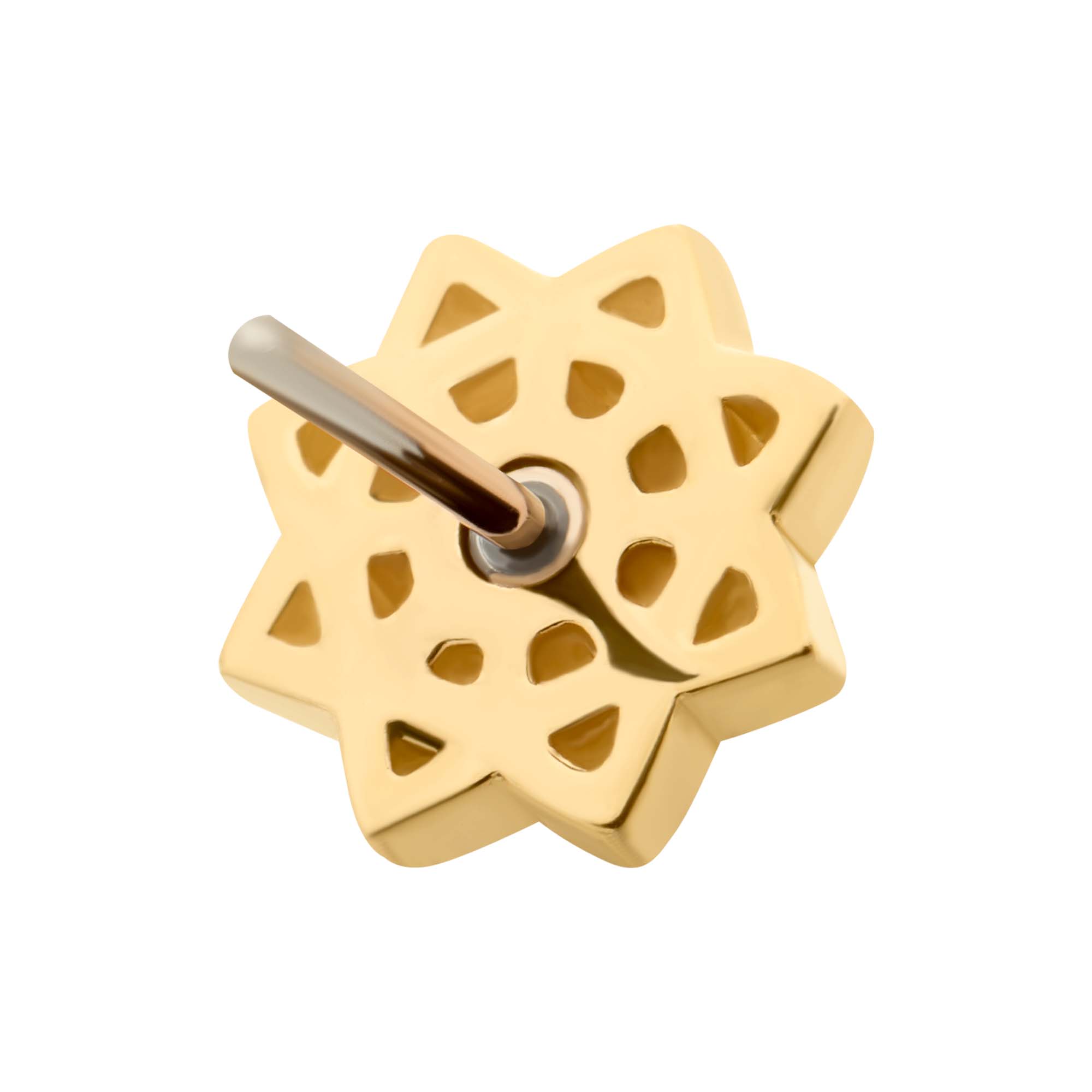 14kt Yellow Gold Threadless CZ/Opal Mandala Flower Top White