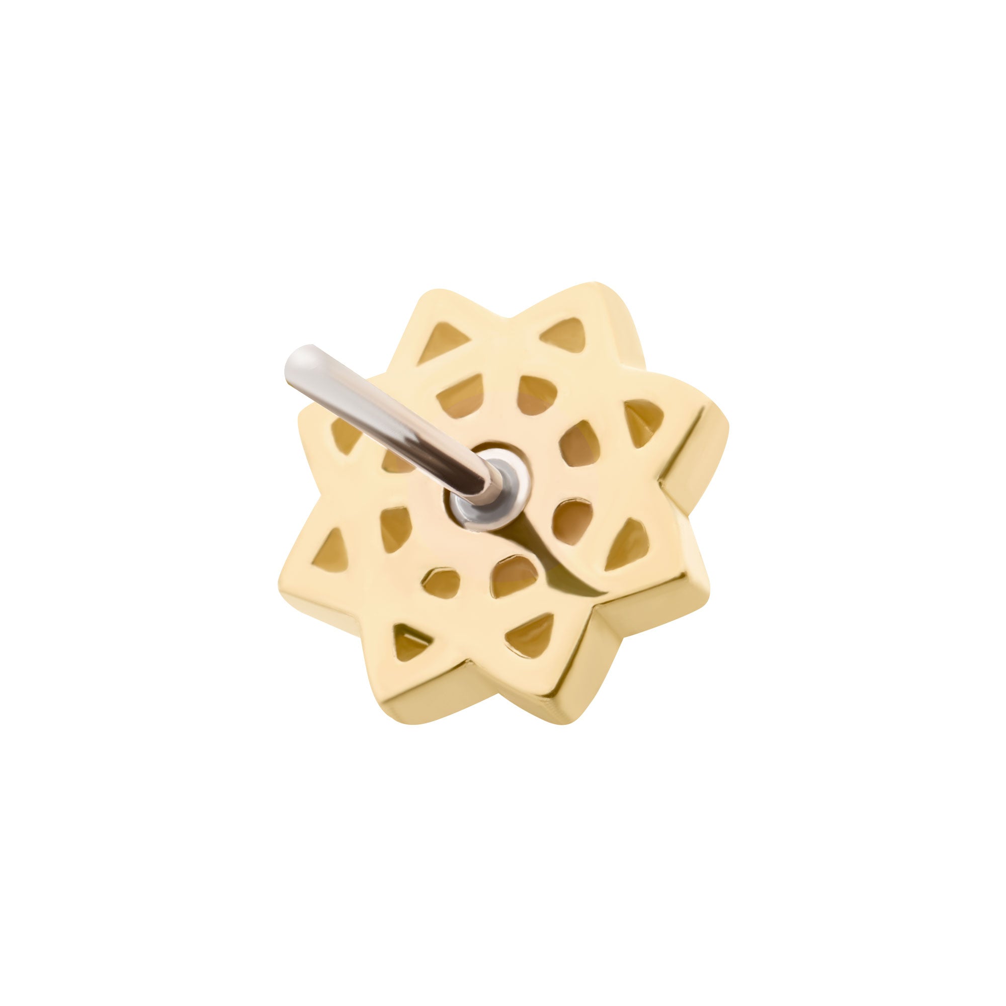 14kt Yellow Gold Threadless CZ/Opal Mandala Flower Top White