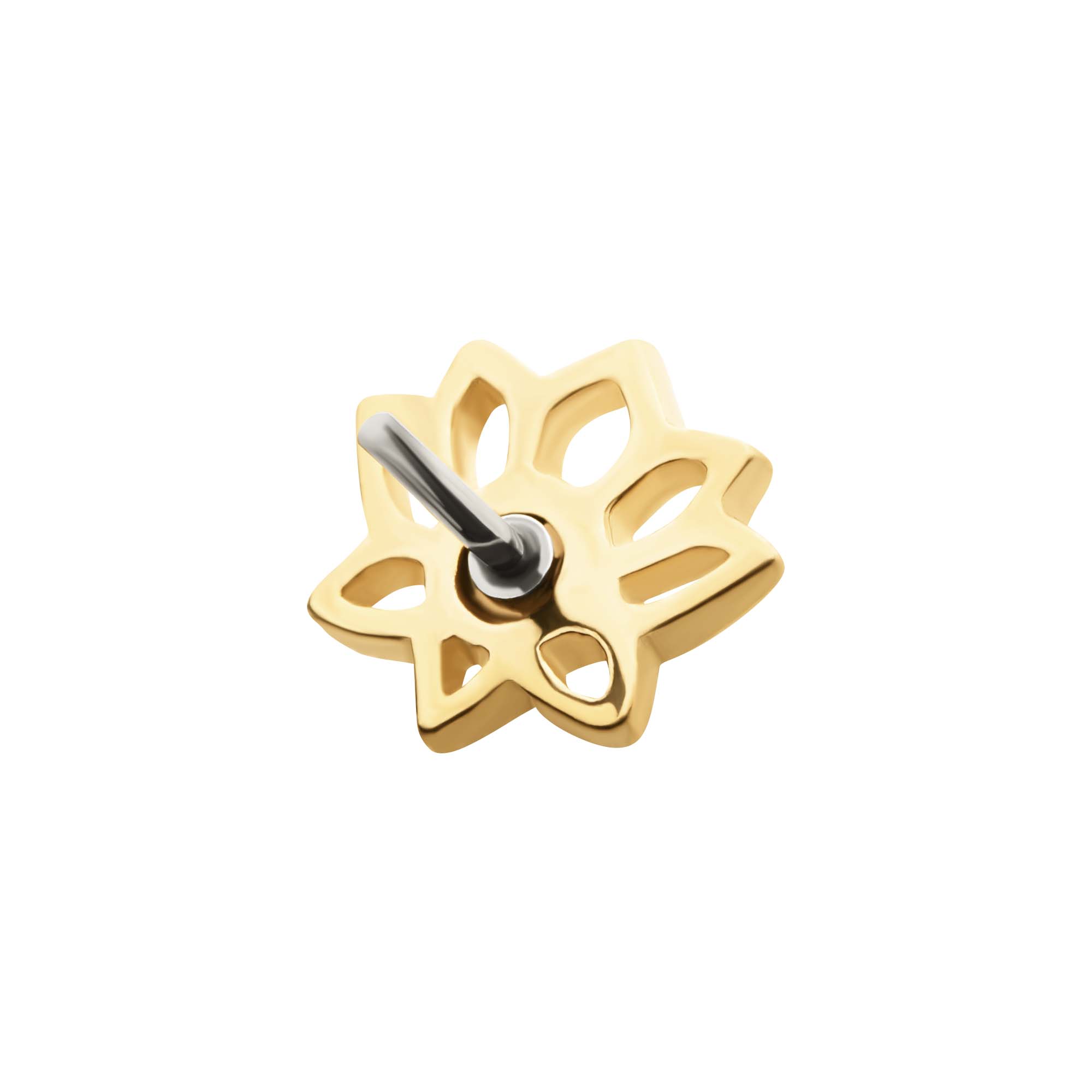 14kt Yellow Gold Threadless CZ/Opal Lotus Flower Top White
