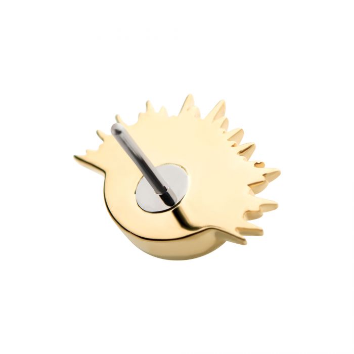 14kt Yellow Gold Threadless Bezel Set Oval Clear Synthetic Opal Starburst Top