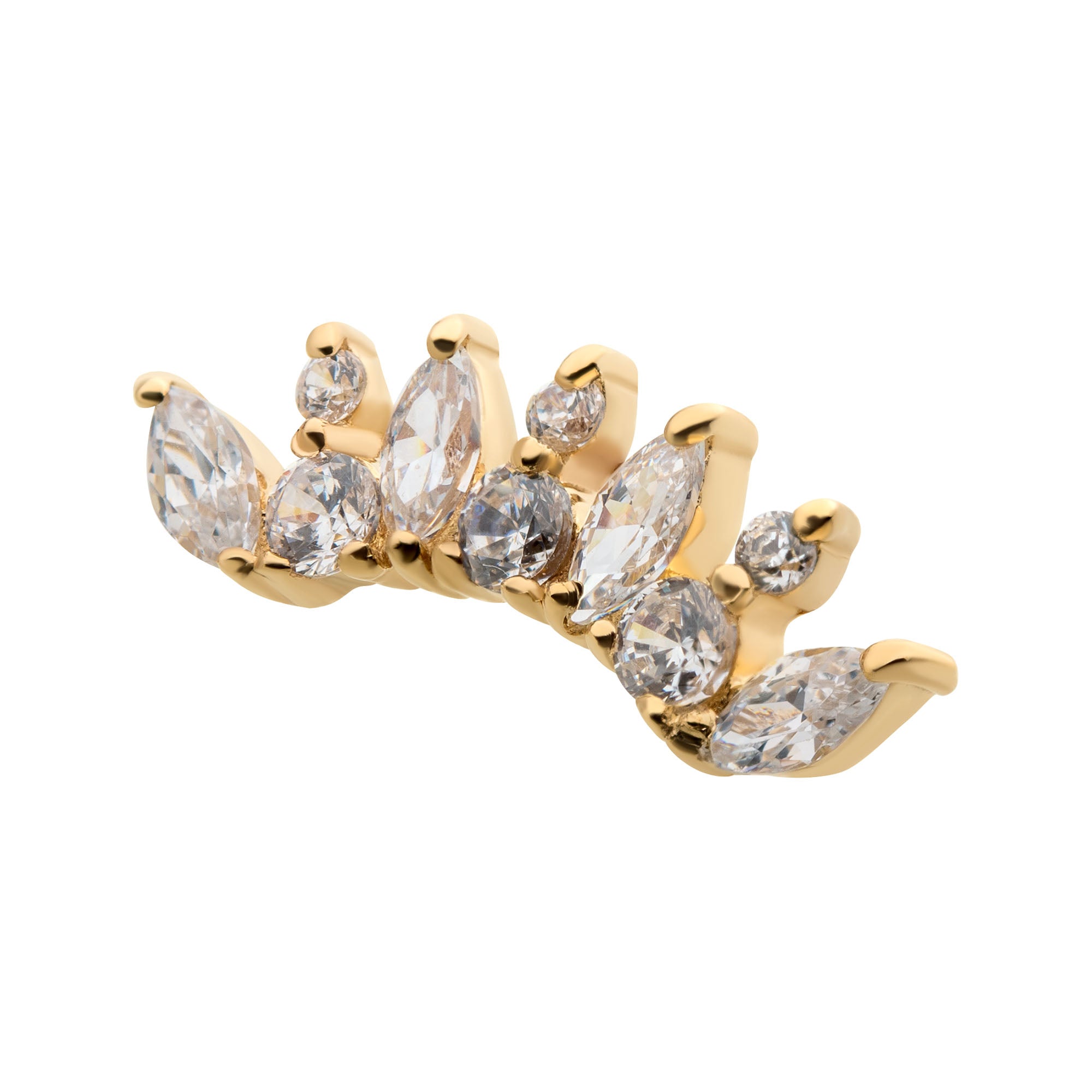 14kt Yellow Gold Threadless Prong Set Round & Marquise Clear CZ Cluster Top