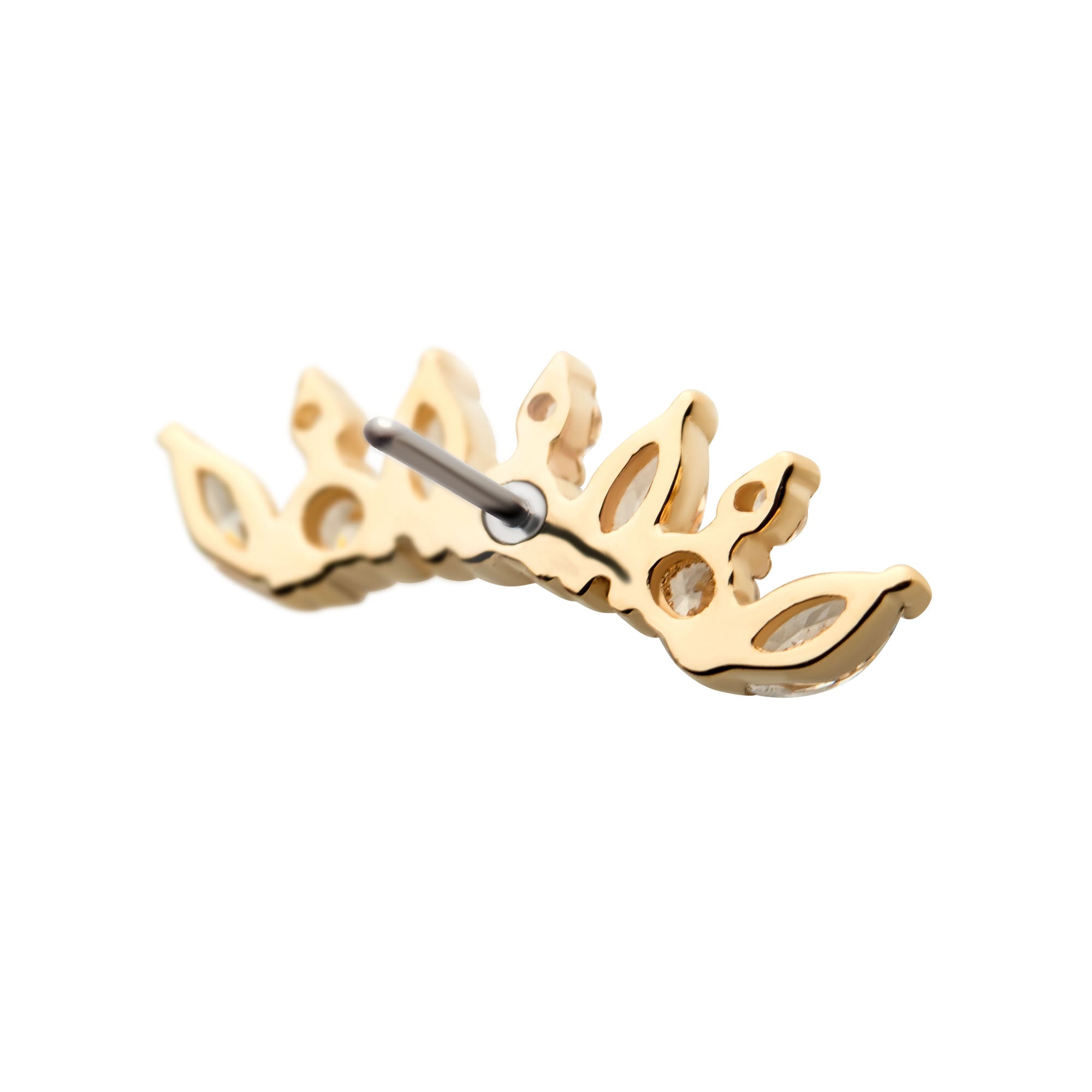 14kt Yellow Gold Threadless Prong Set Round & Marquise Clear CZ Cluster Top