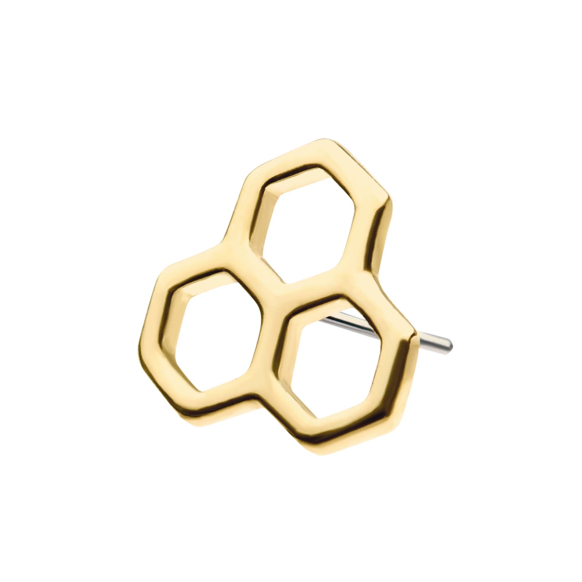 14kt Yellow Gold Threadless Cut Out Honeycomb Top