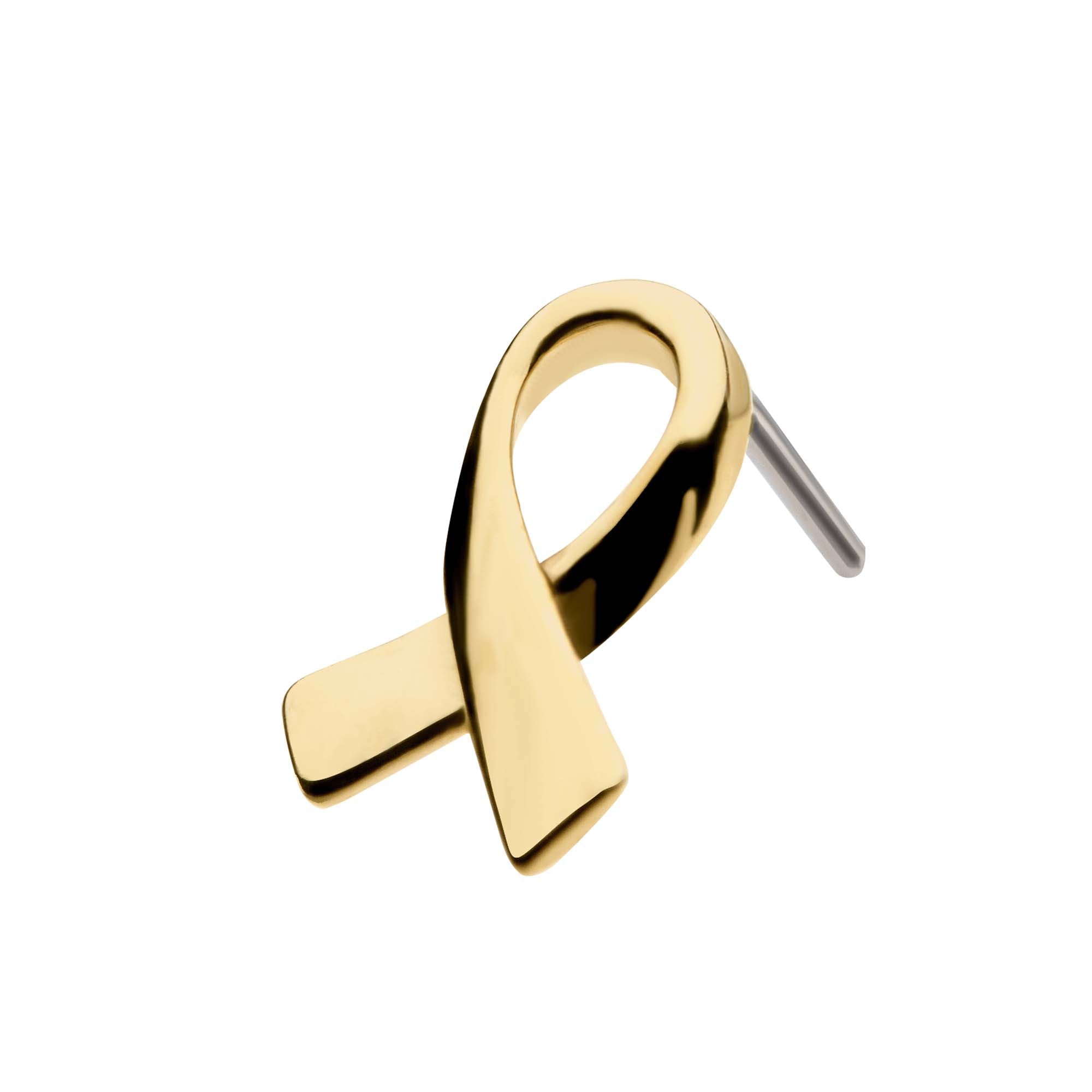 14kt Yellow Gold Threadless Awareness Ribbon Symbol Top
