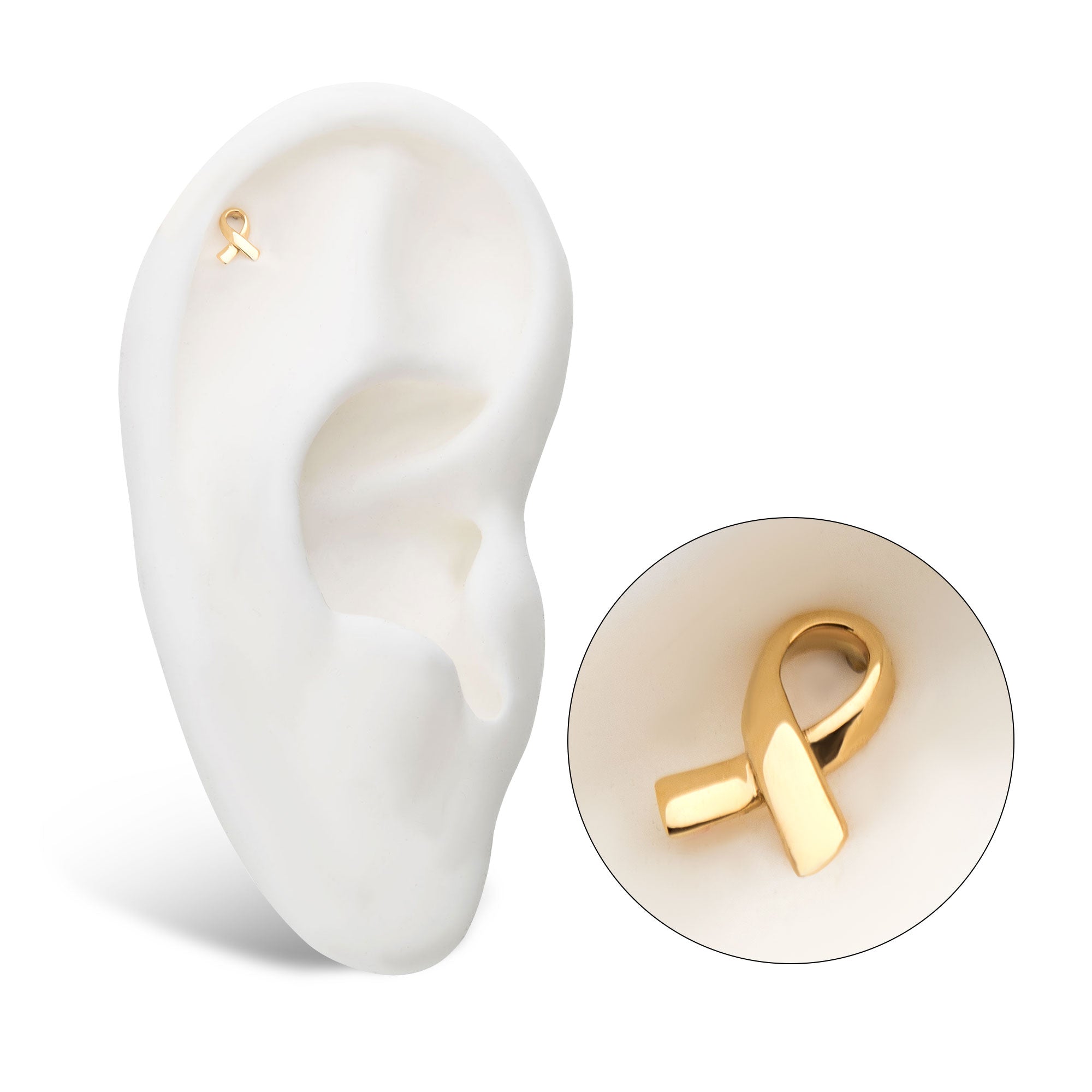 14kt Yellow Gold Threadless Awareness Ribbon Symbol Top