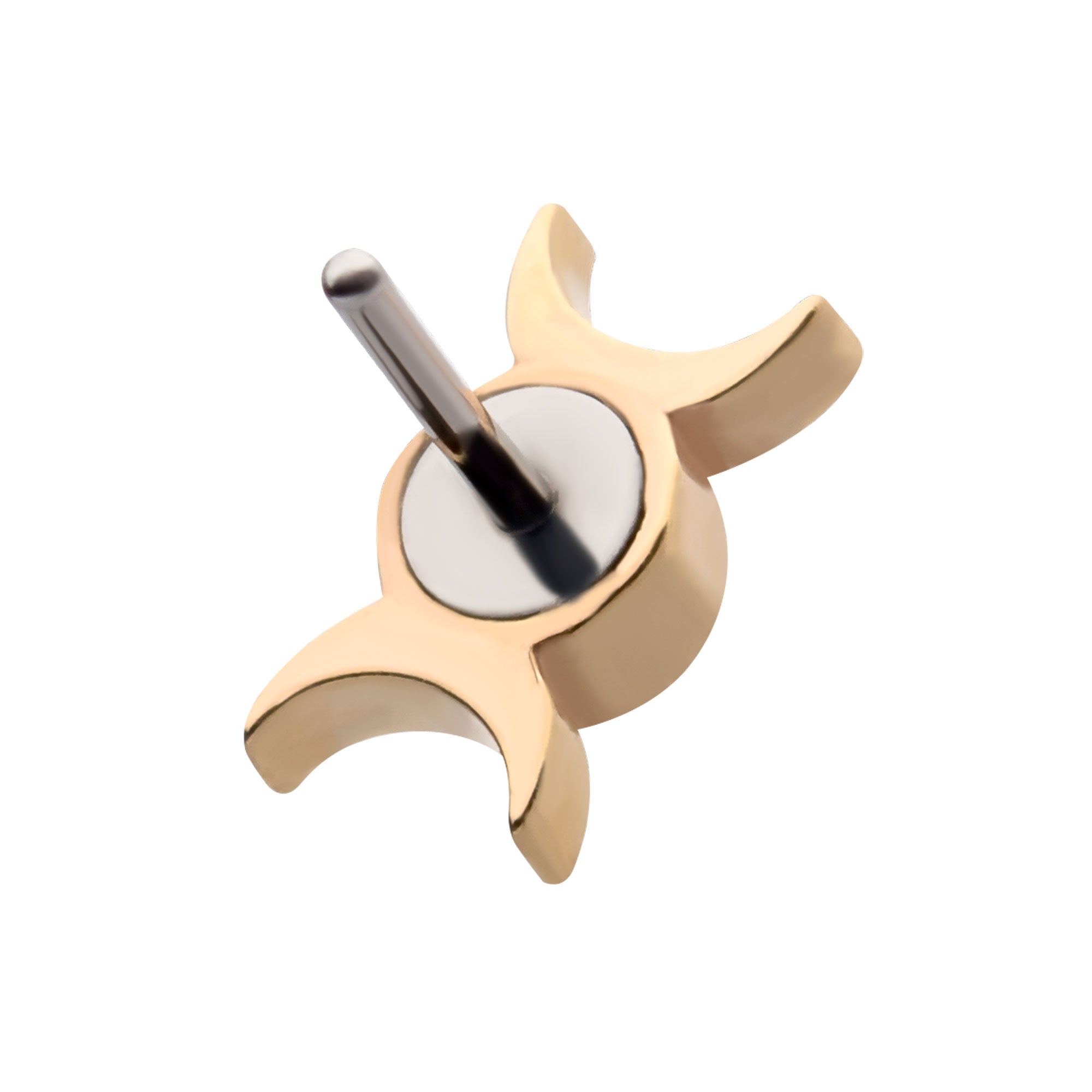 14kt Yellow Gold Threadless Bezel White Opal Triple Goddess Moon Top