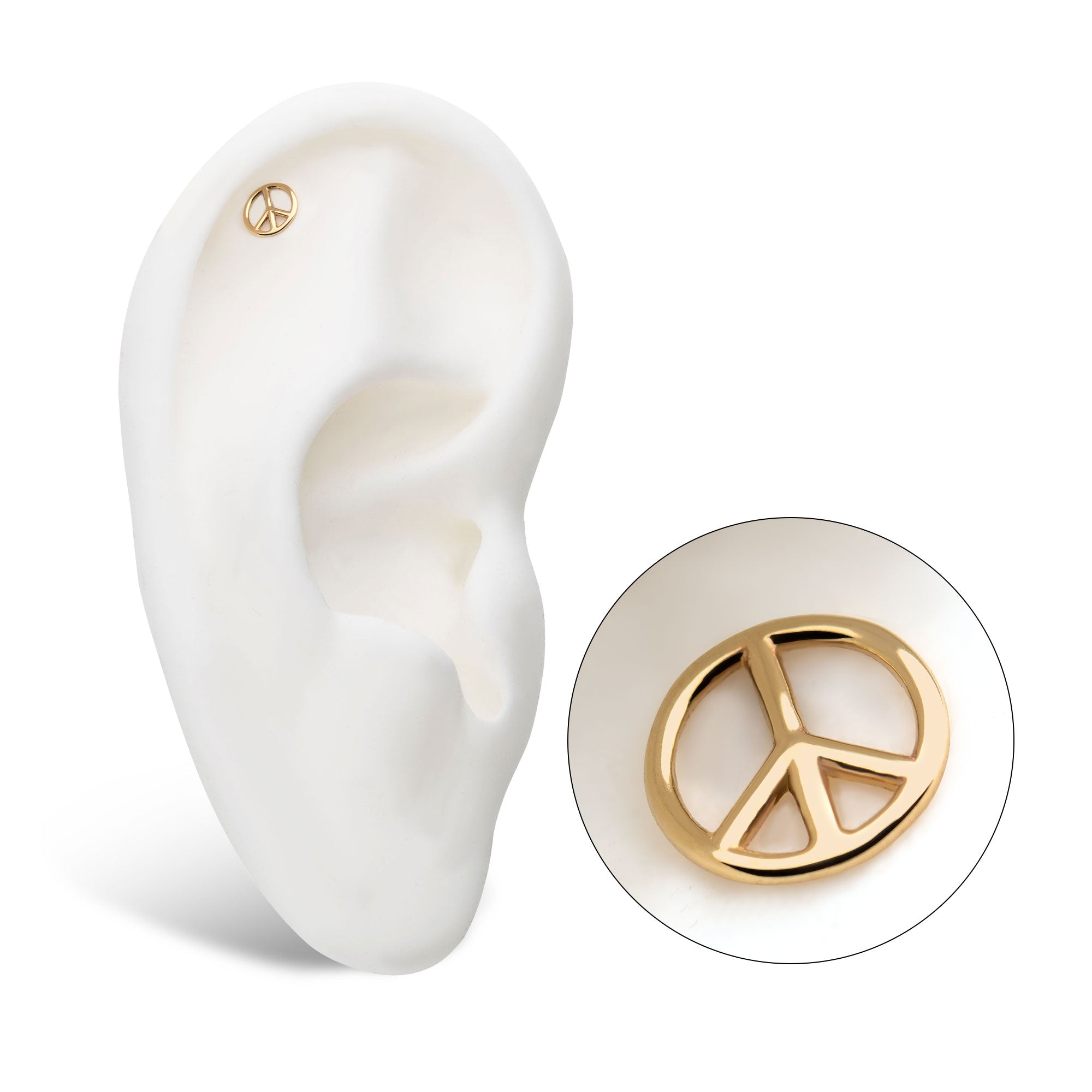 14kt Yellow Gold Threadless Cut Out Peace Sign Top