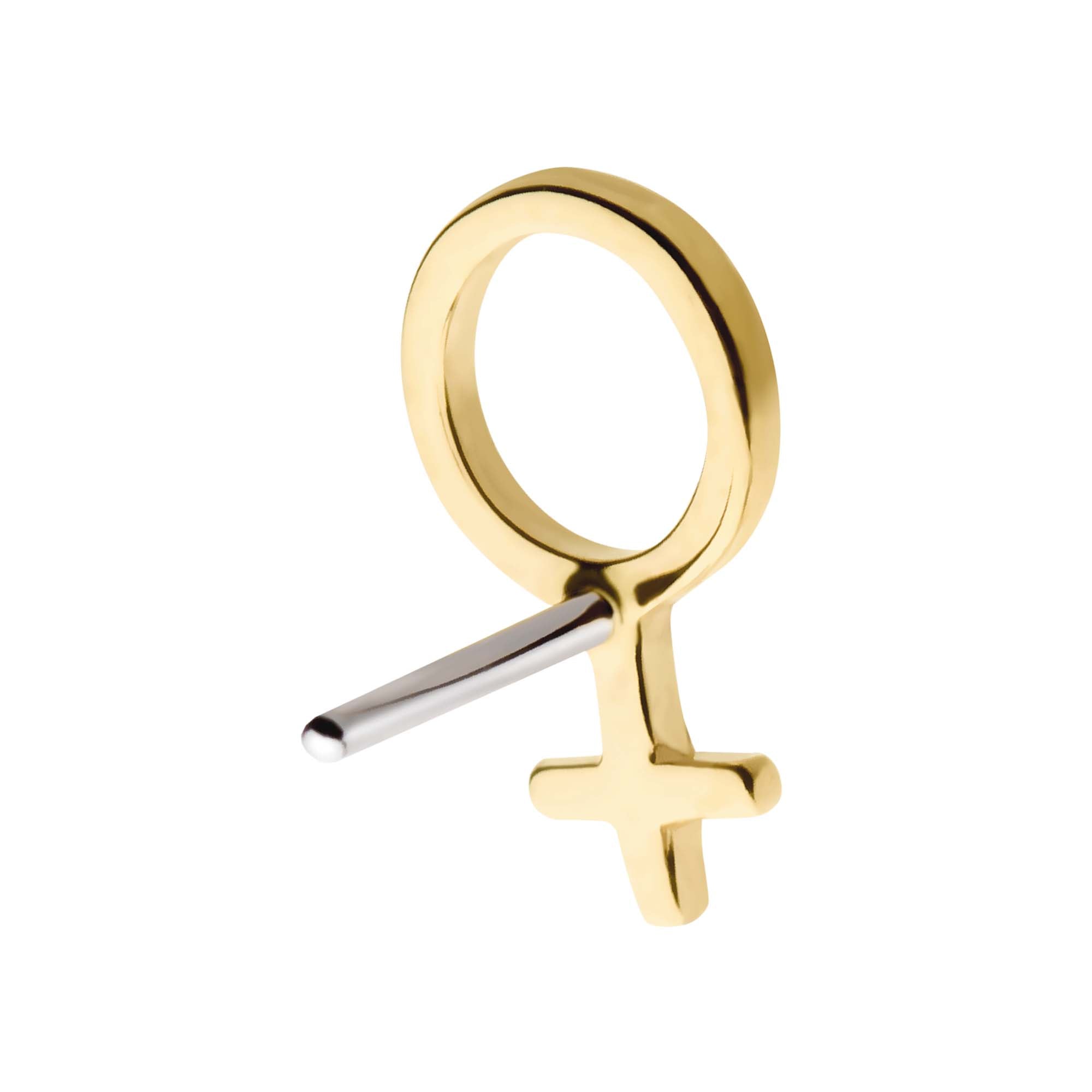 14kt Yellow Gold Threadless Female Gender Symbol Top