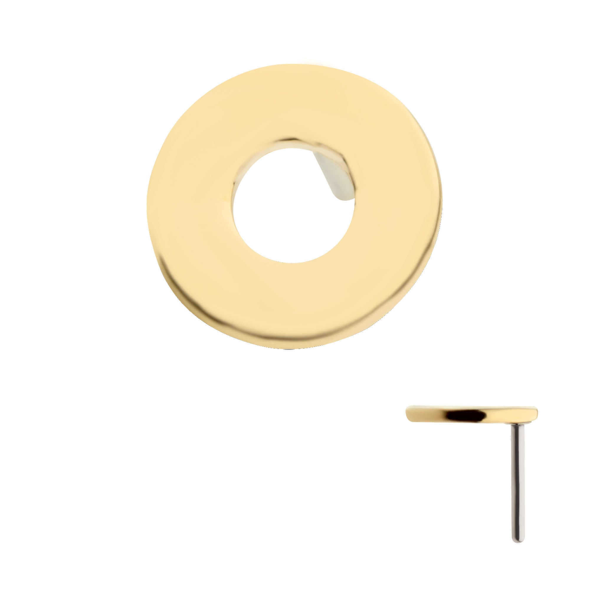 14Kt Gold Threadless Letter "O" Top