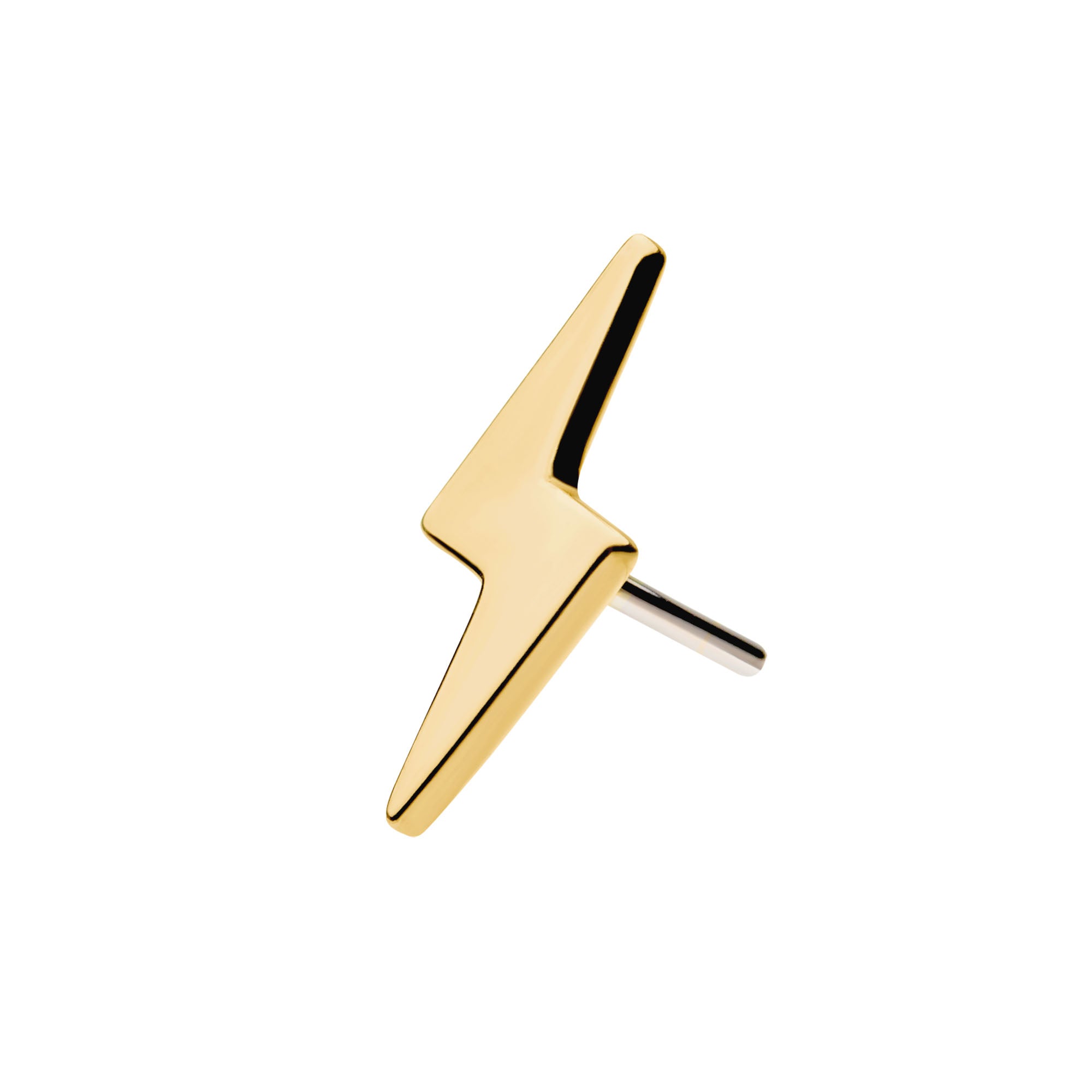 14Kt Gold Threadless with Lightning Bolt Top