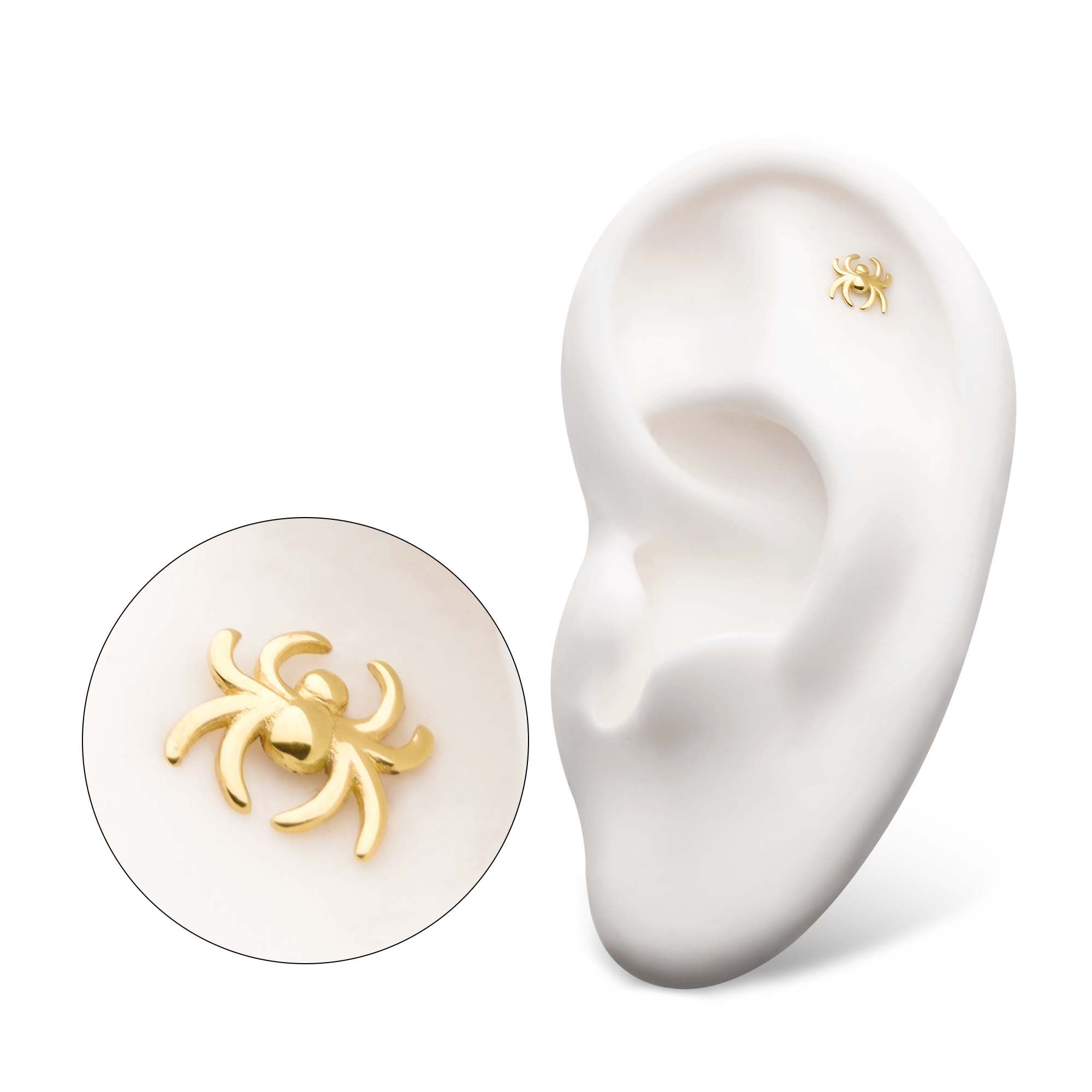 14kt Gold Threadless Spider Top