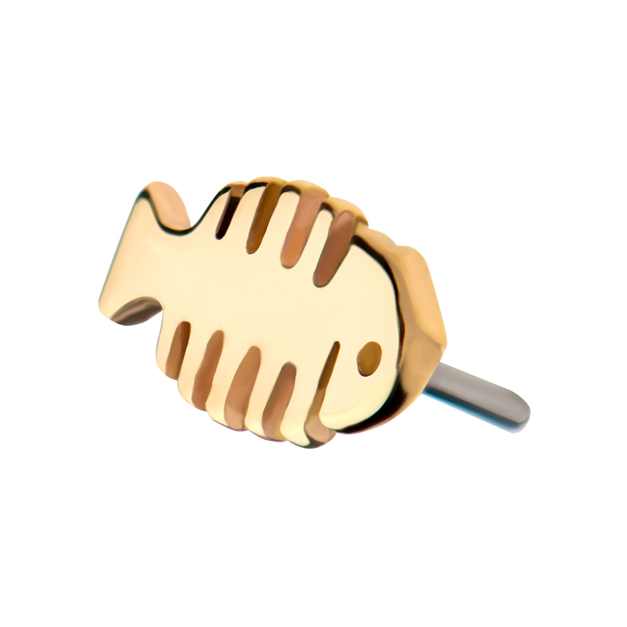 14kt Yellow Gold Threadless Fish Bone Top