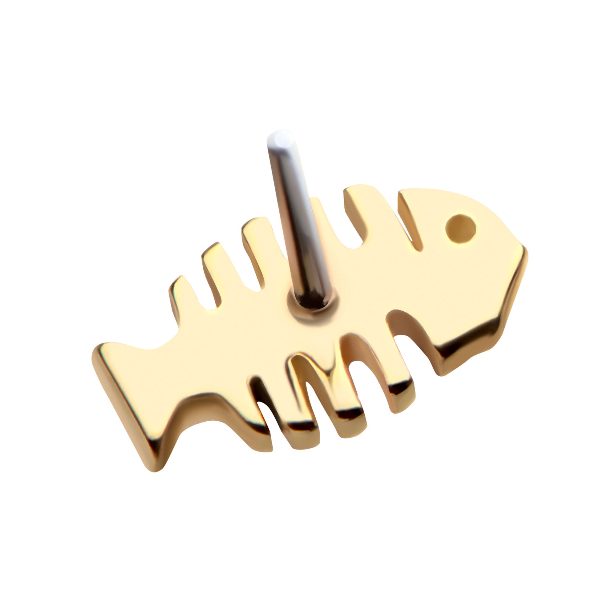 14kt Yellow Gold Threadless Fish Bone Top