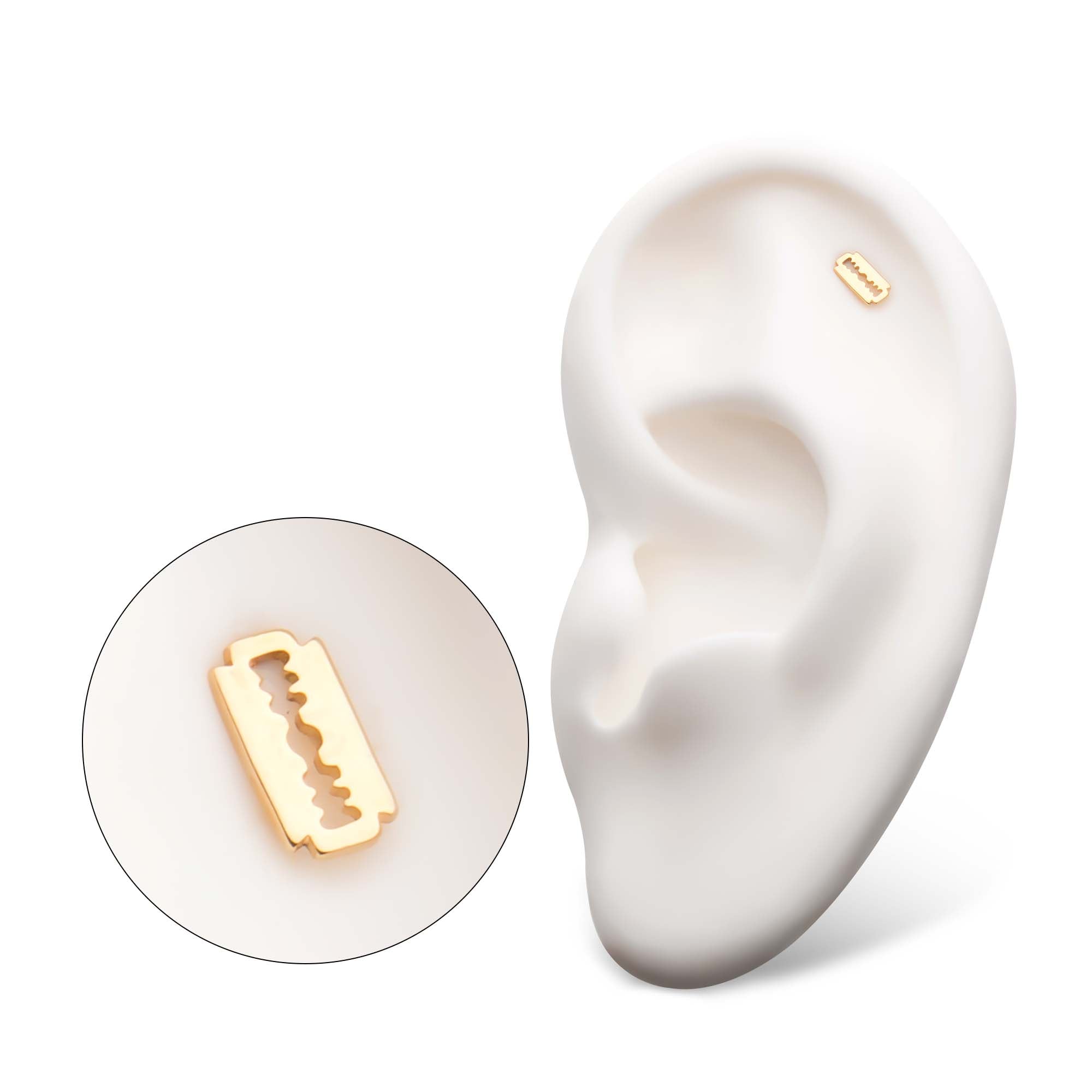 14kt Gold Threadless Razor Blade Top