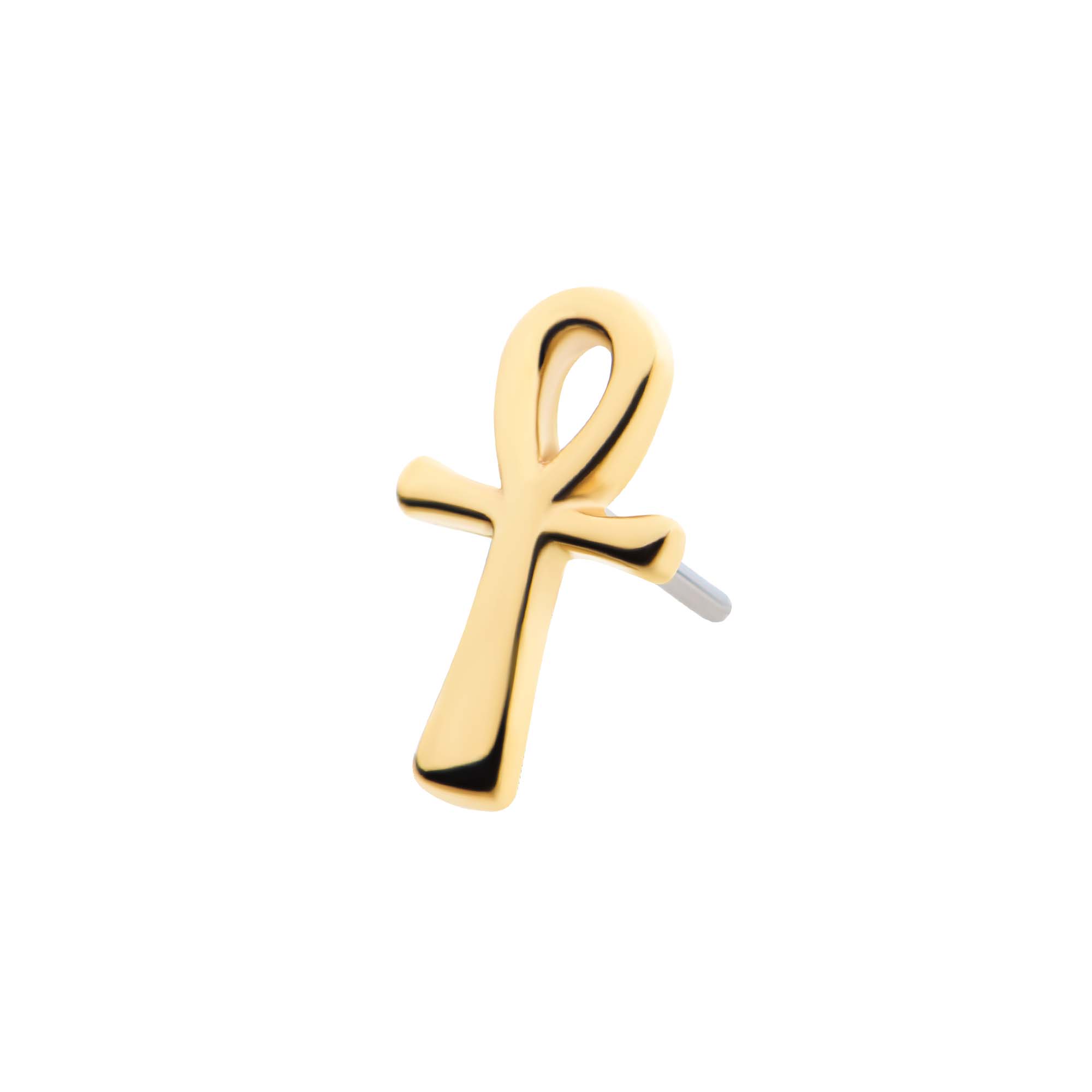 14kt Gold Threadless Ankh Egyptian Cross Top Yellow Gold