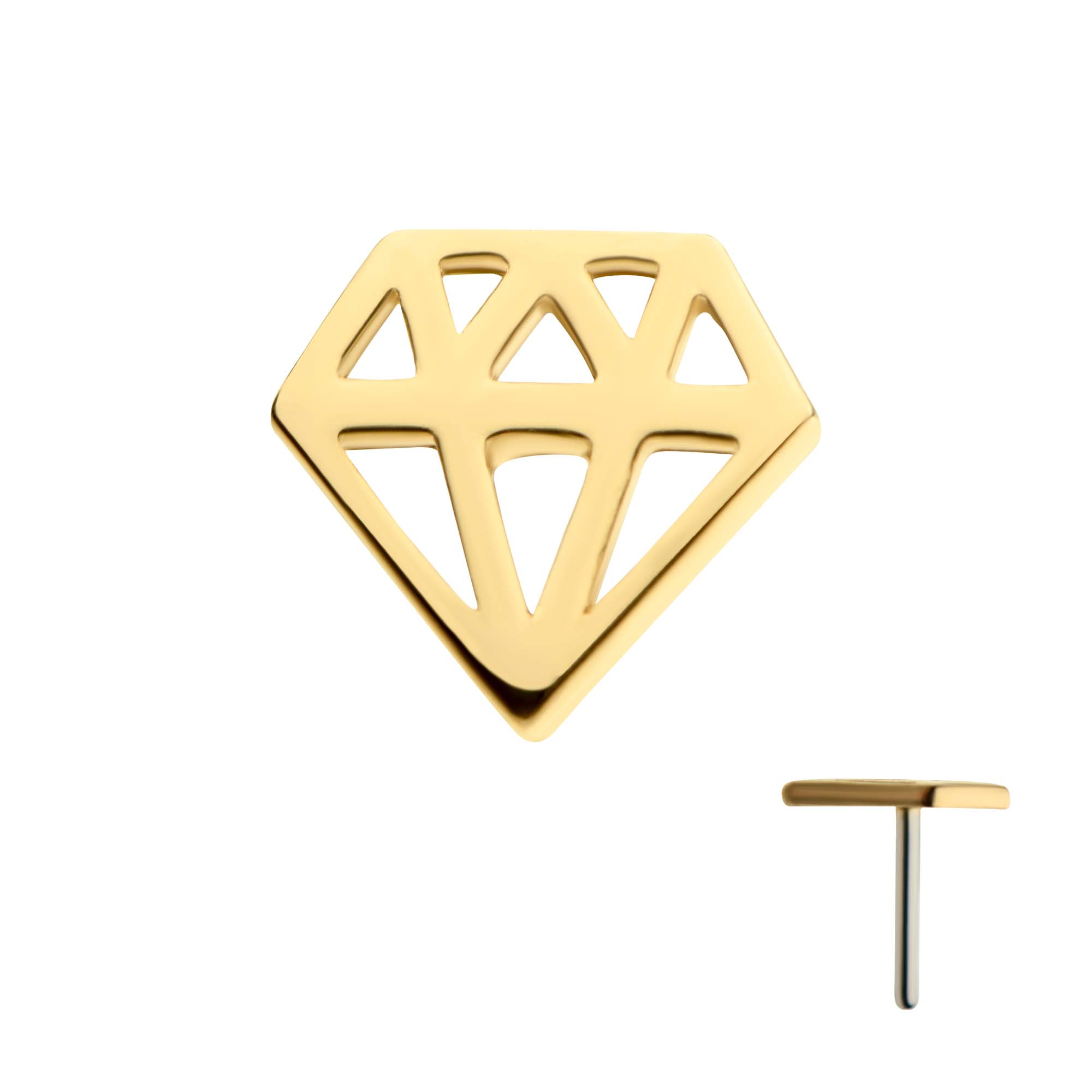 14kt Gold Threadless Diamond Symbol Top