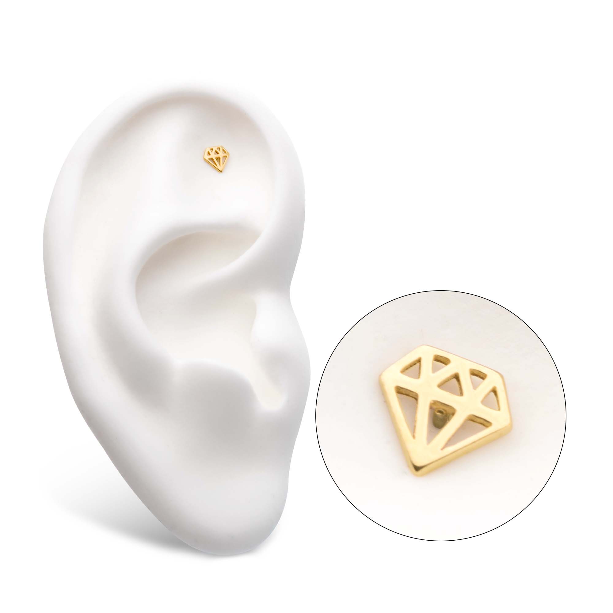 14kt Gold Threadless Diamond Symbol Top