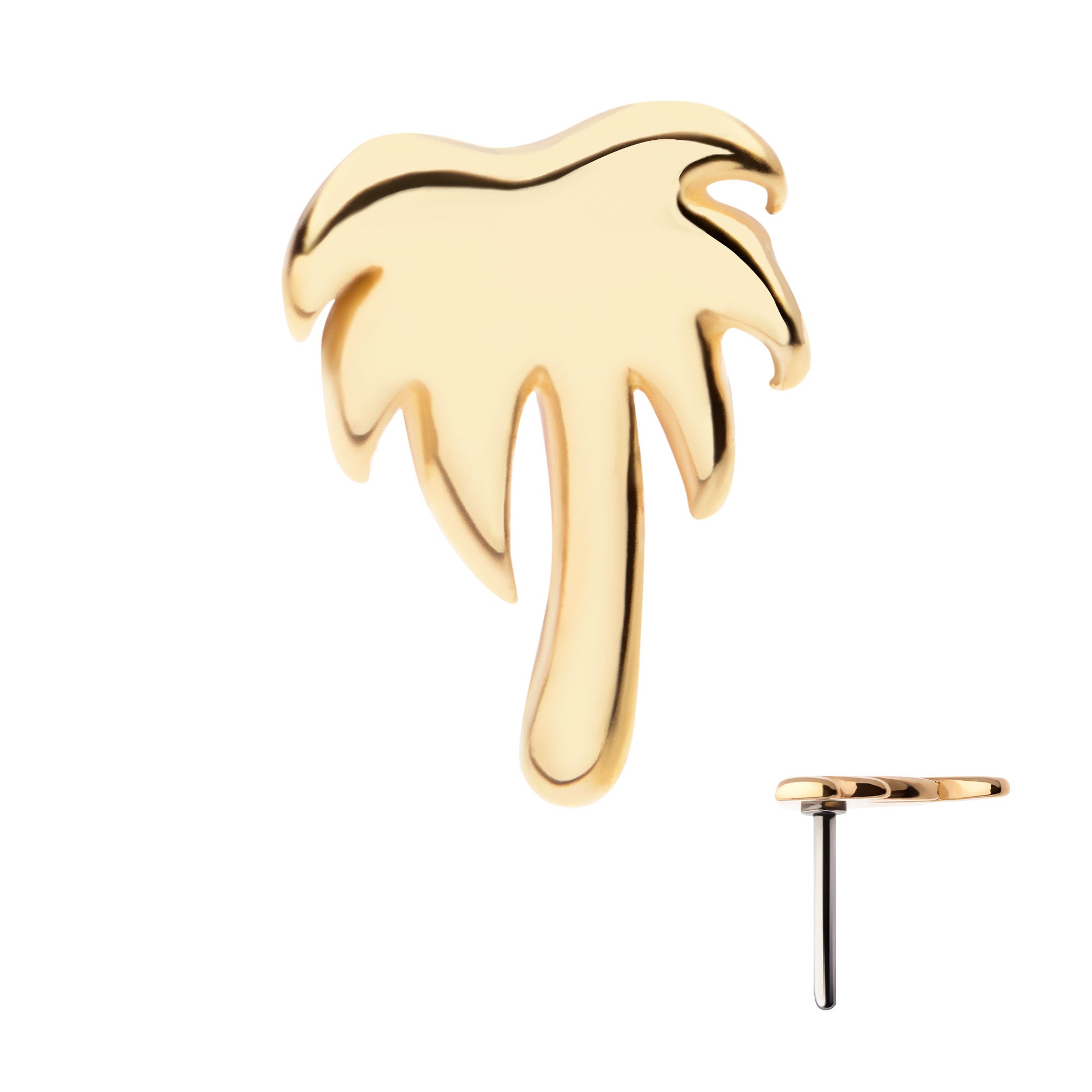 14kt Yellow Gold Threadless Palm Tree Top