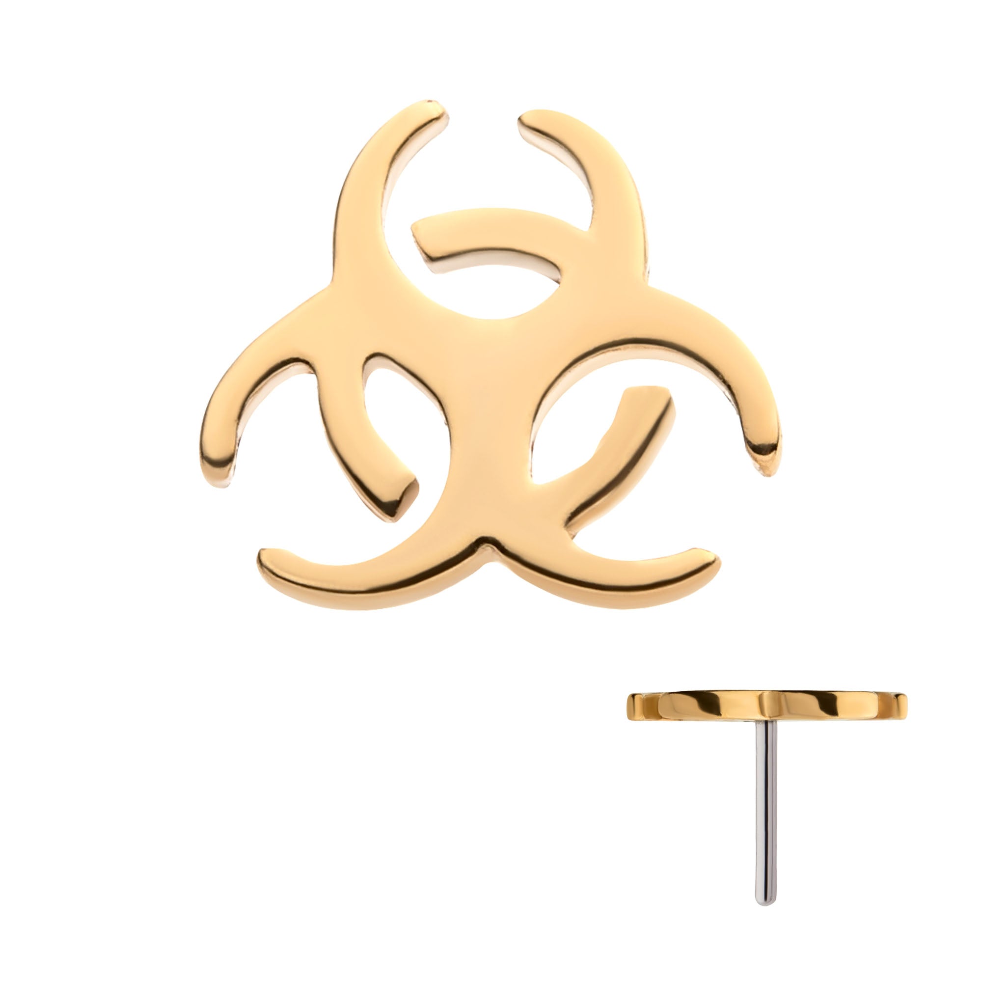14kt Yellow Gold Threadless Biohazard Symbol Top