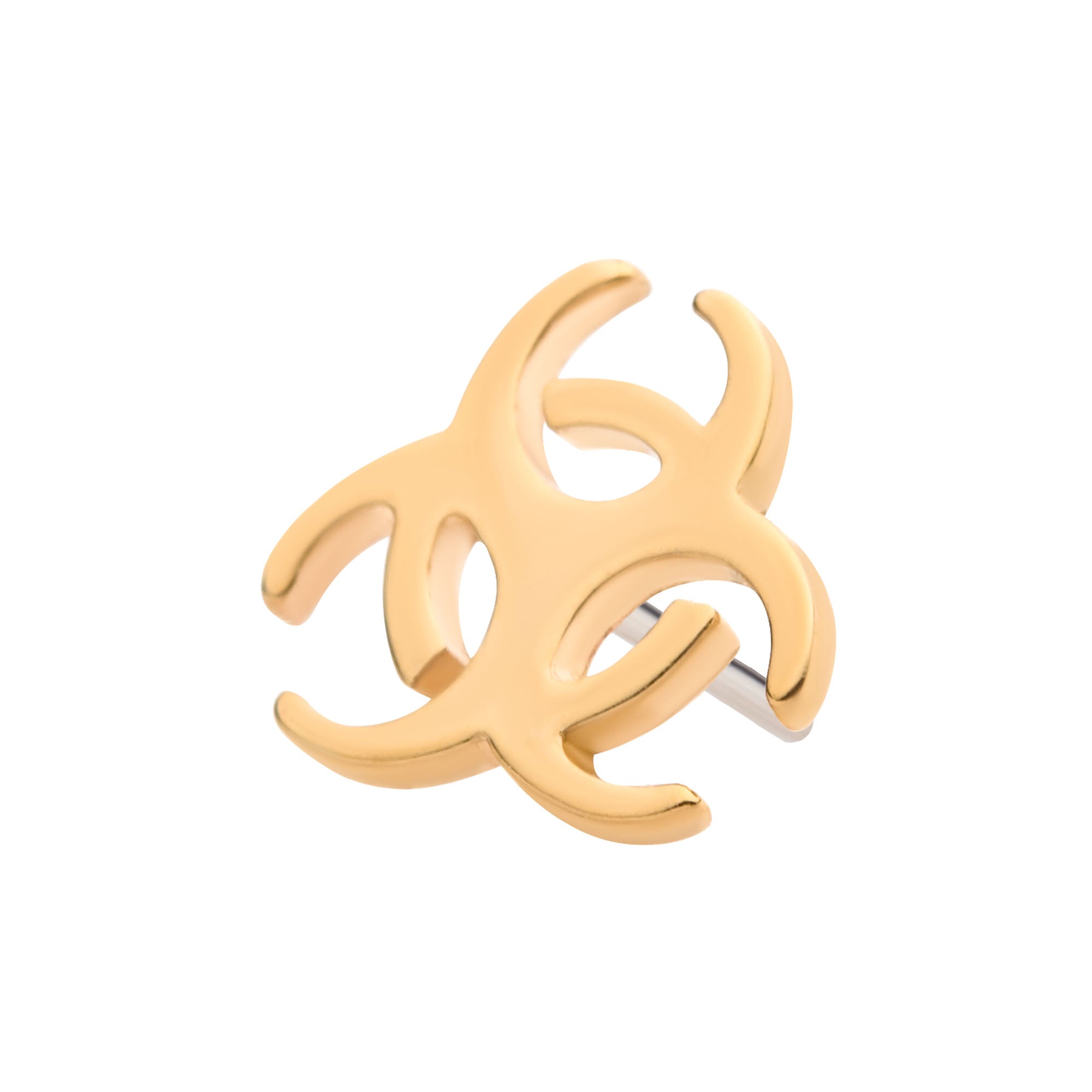 14kt Yellow Gold Threadless Biohazard Symbol Top
