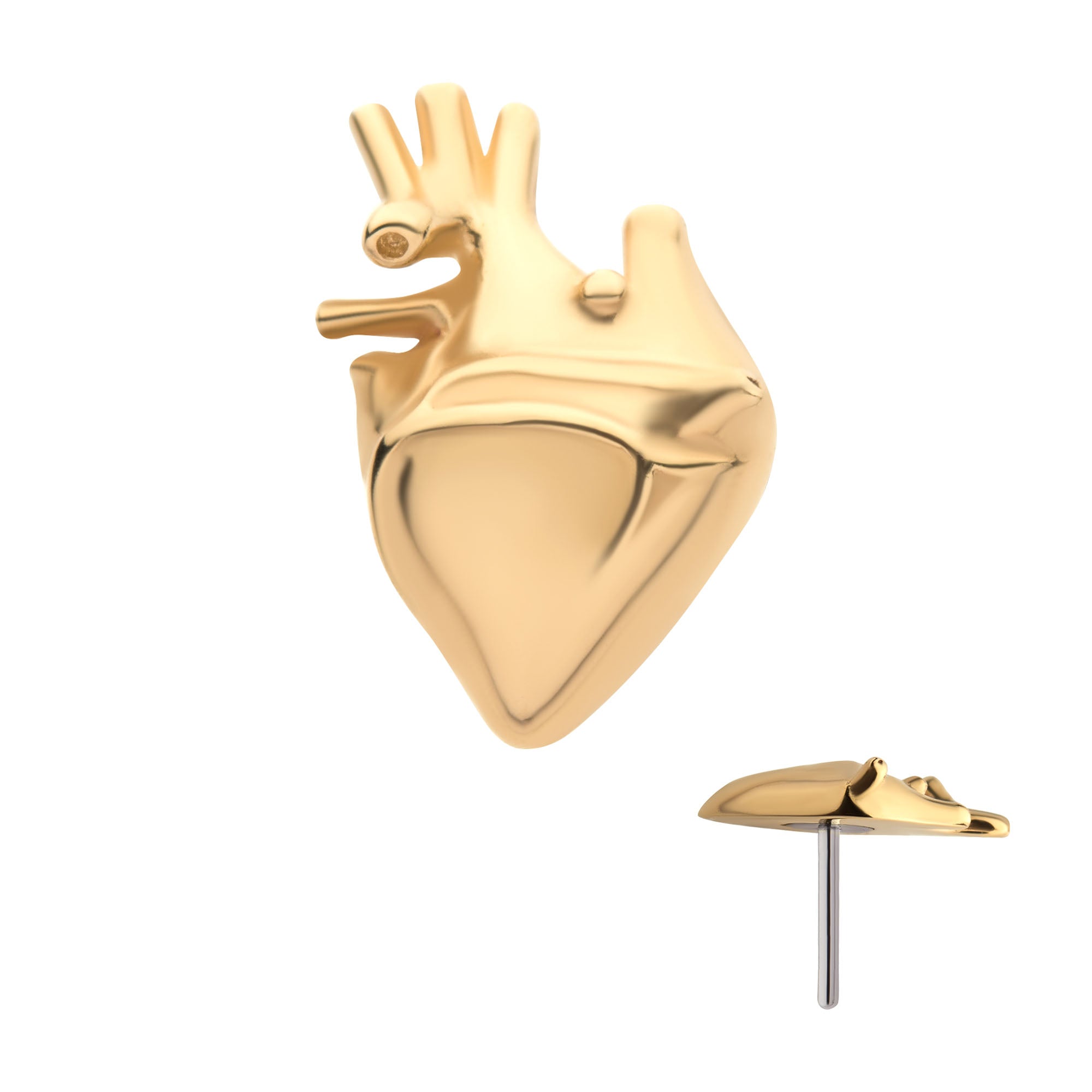 14kt Yellow Gold Threadless Human Heart Top