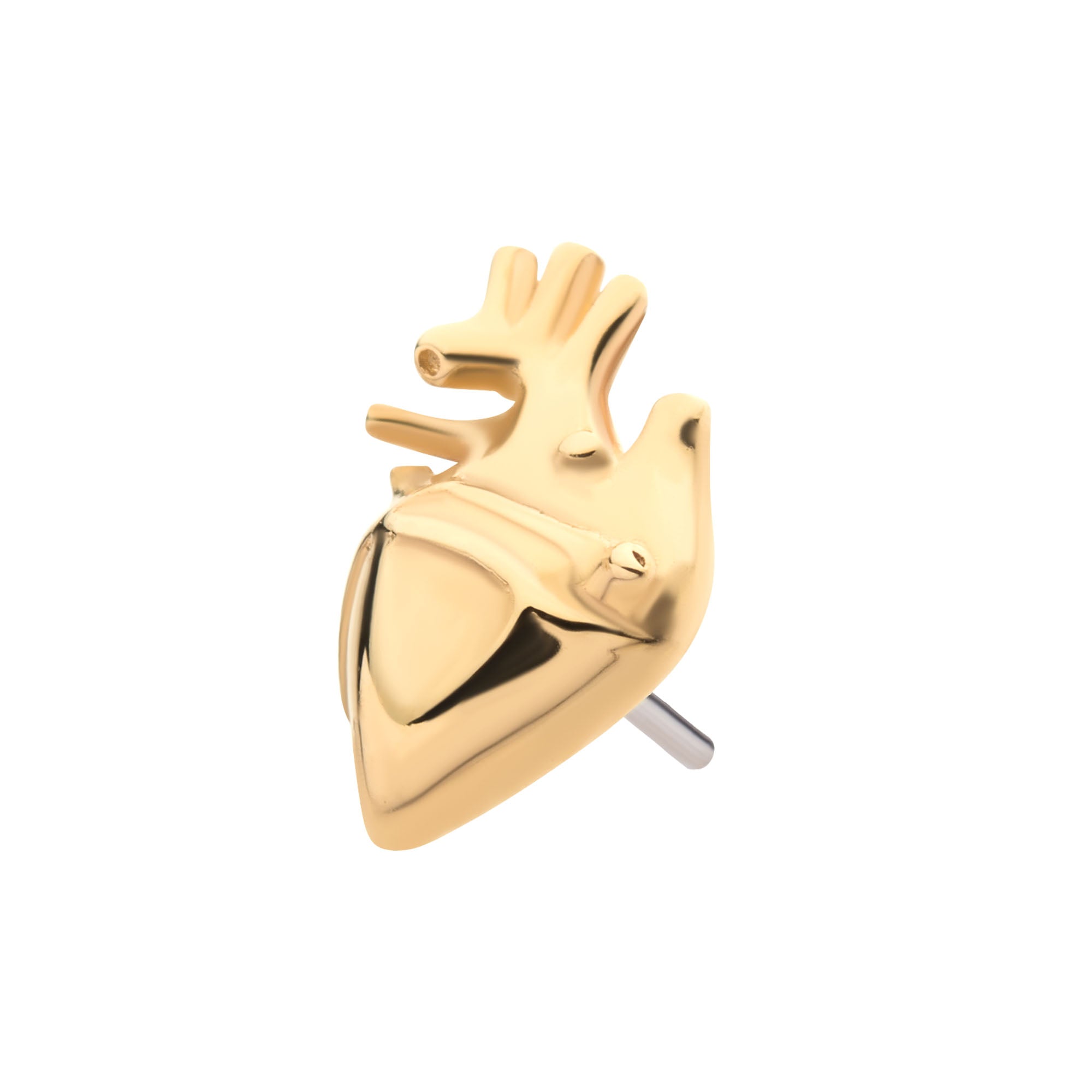14kt Yellow Gold Threadless Human Heart Top
