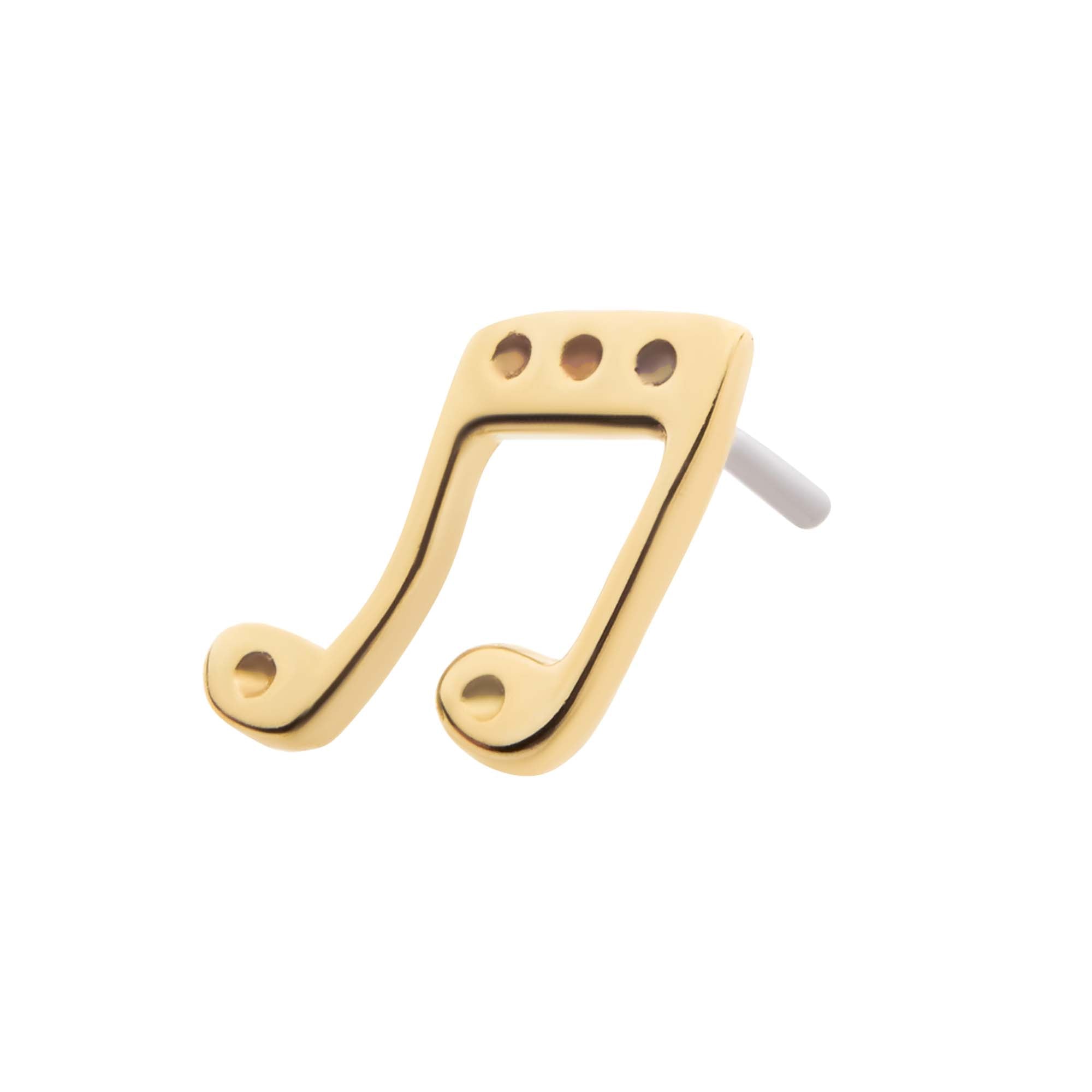 14kt Yellow Gold Threadless Music Two Eighth Notes Top
