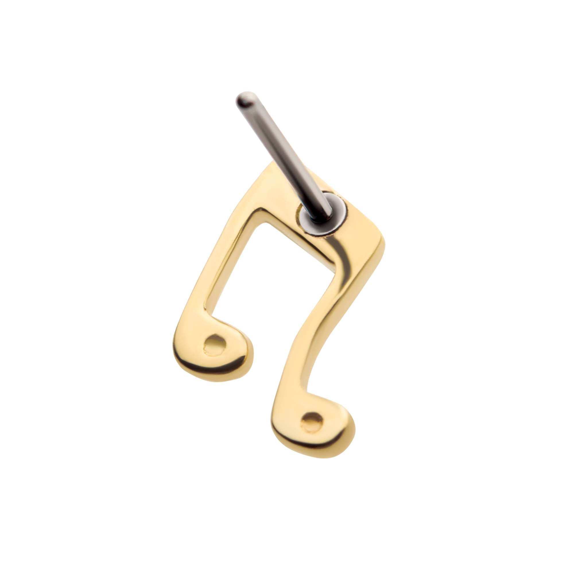 14kt Yellow Gold Threadless Music Two Eighth Notes Top