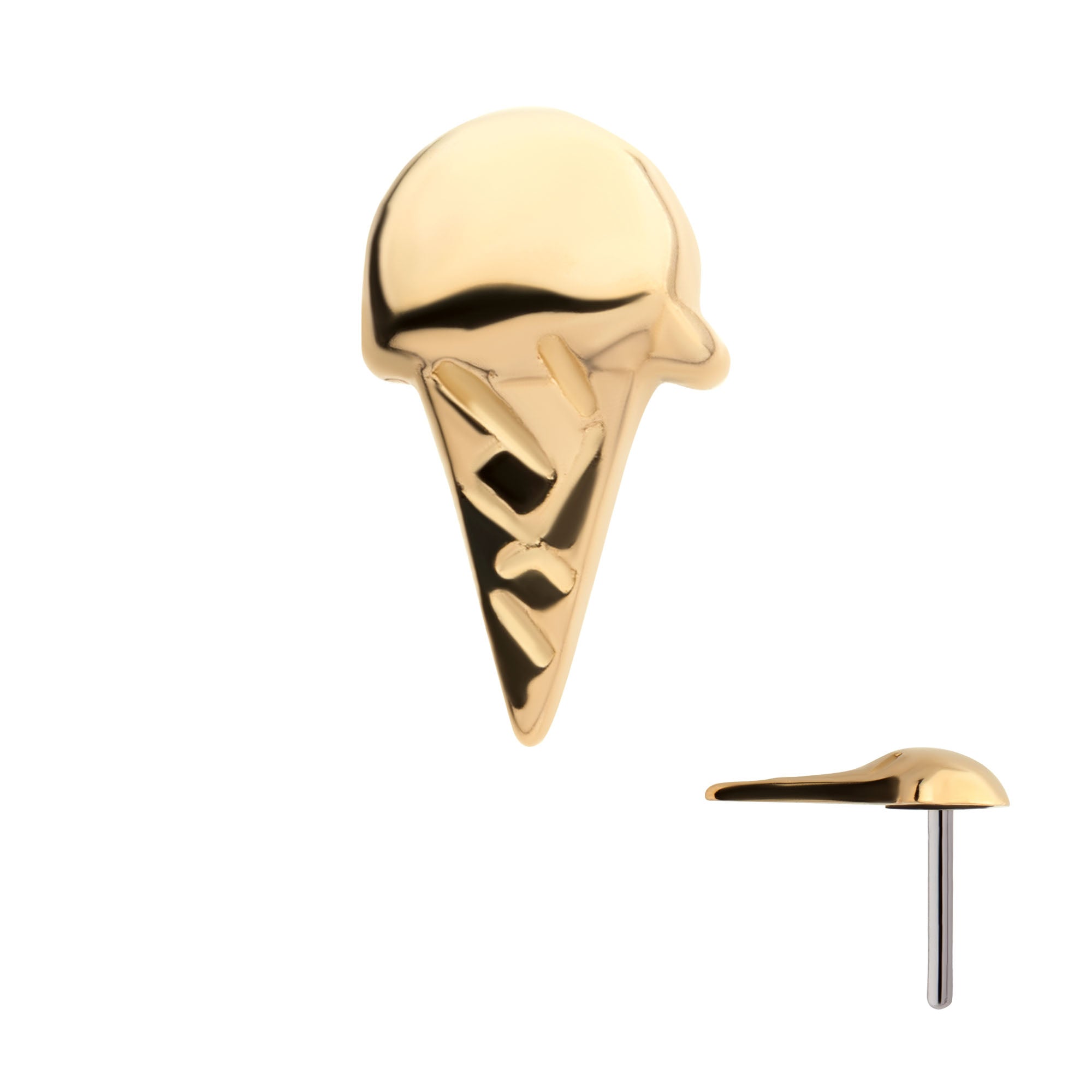 14kt Yellow Gold Threadless Ice Cream Cone Top