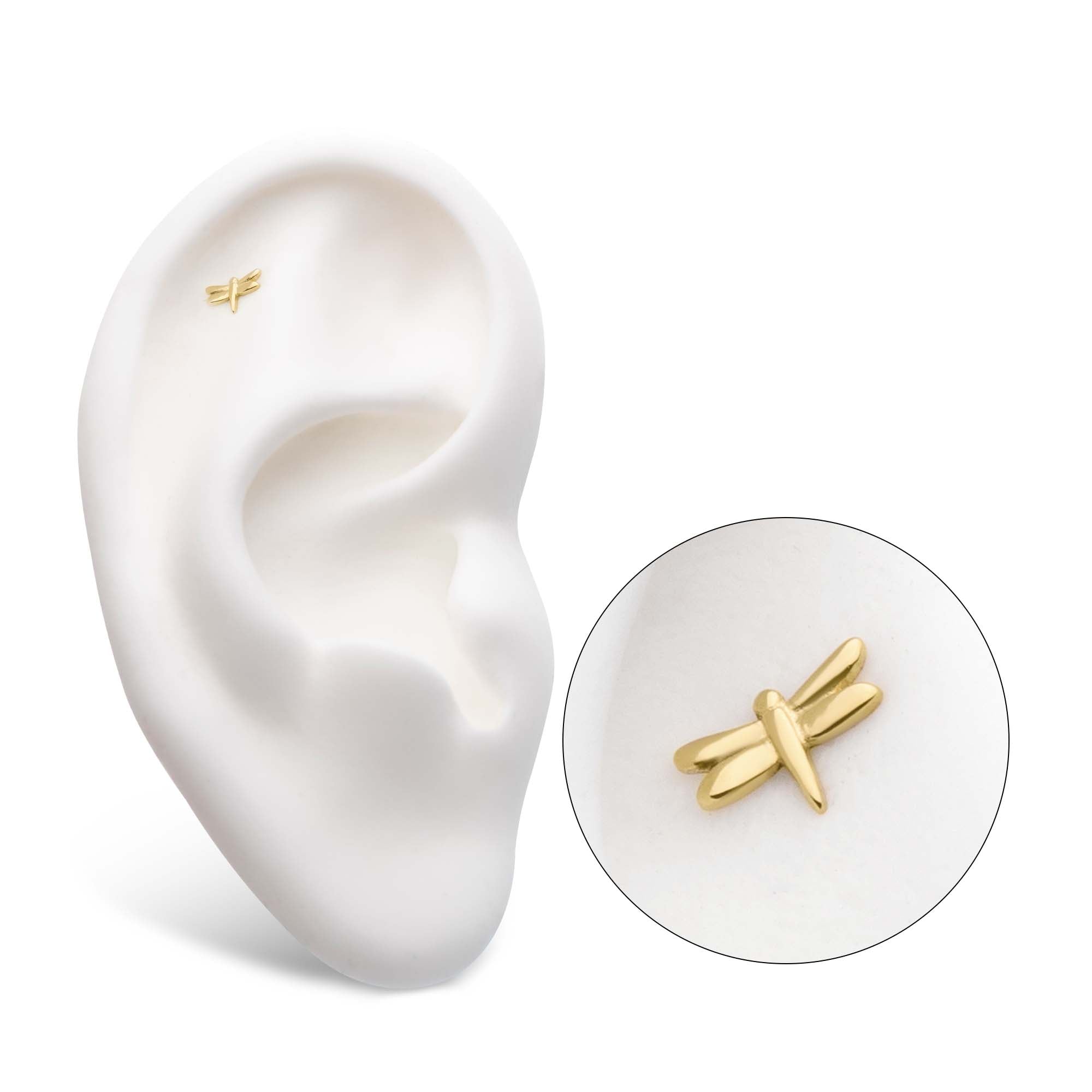 14kt Yellow Gold Threadless Dragonfly Top