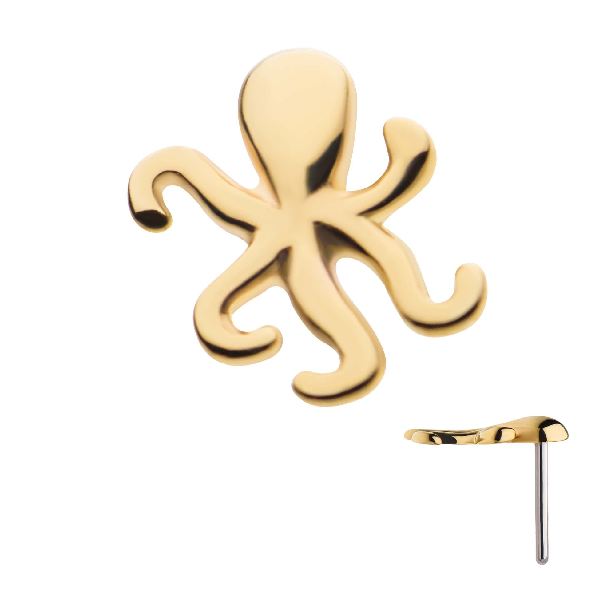 14kt Yellow Gold Threadless Octopus Top