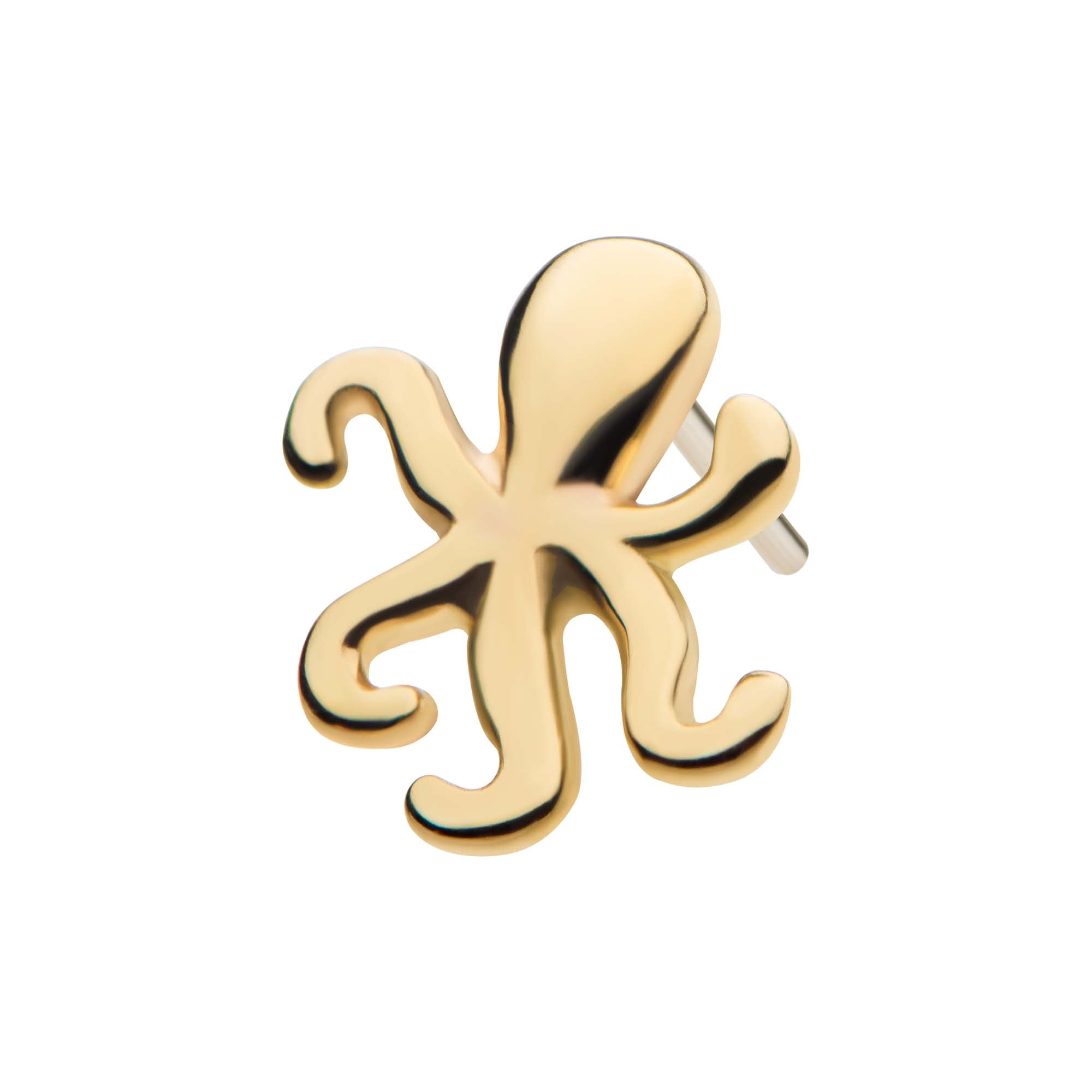 14kt Yellow Gold Threadless Octopus Top